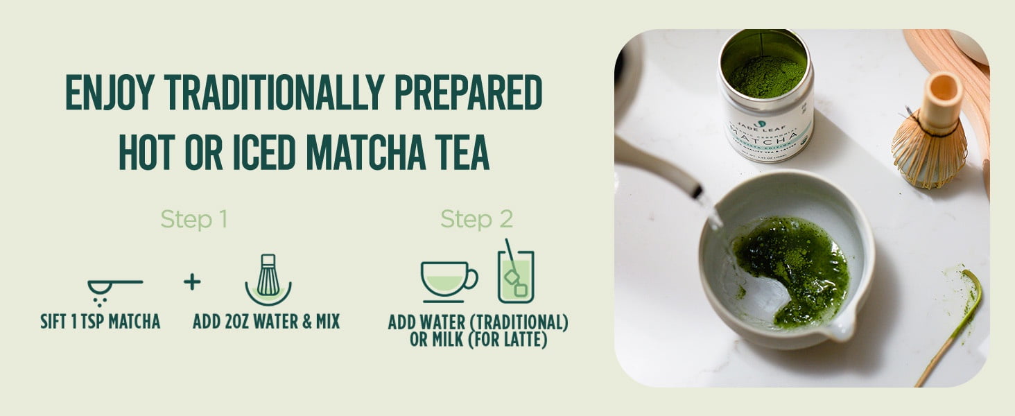 Jade Leaf Organic Ceremonial Grade Matcha Powder, Teahouse Edition (Green, 3.53 oz) xip98