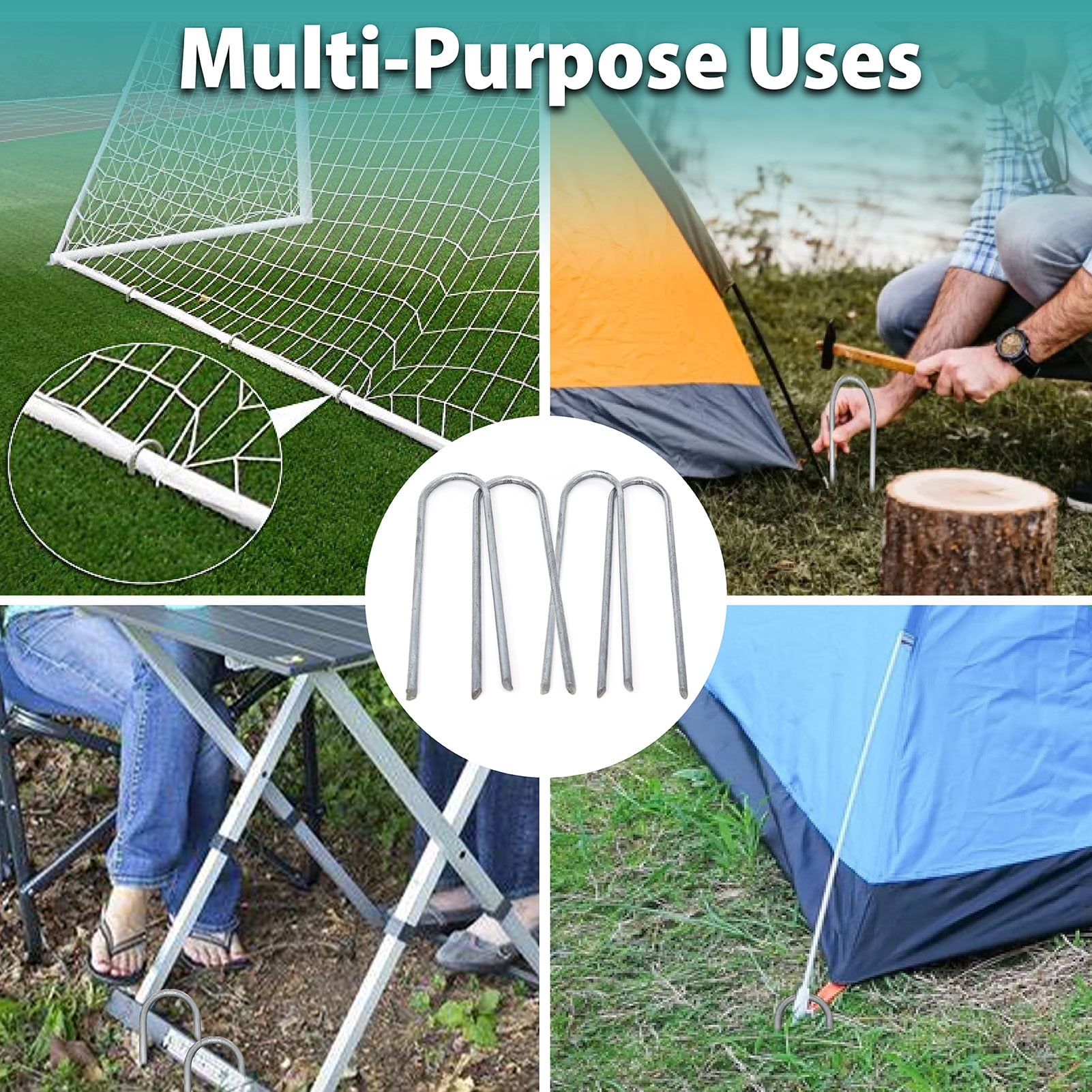Skywalker Trampolines Heavy Duty Wind Stakes (Grey, 4-Pack) Galvanized Steel Ground Anchors for Storm Stabilization c6dyx