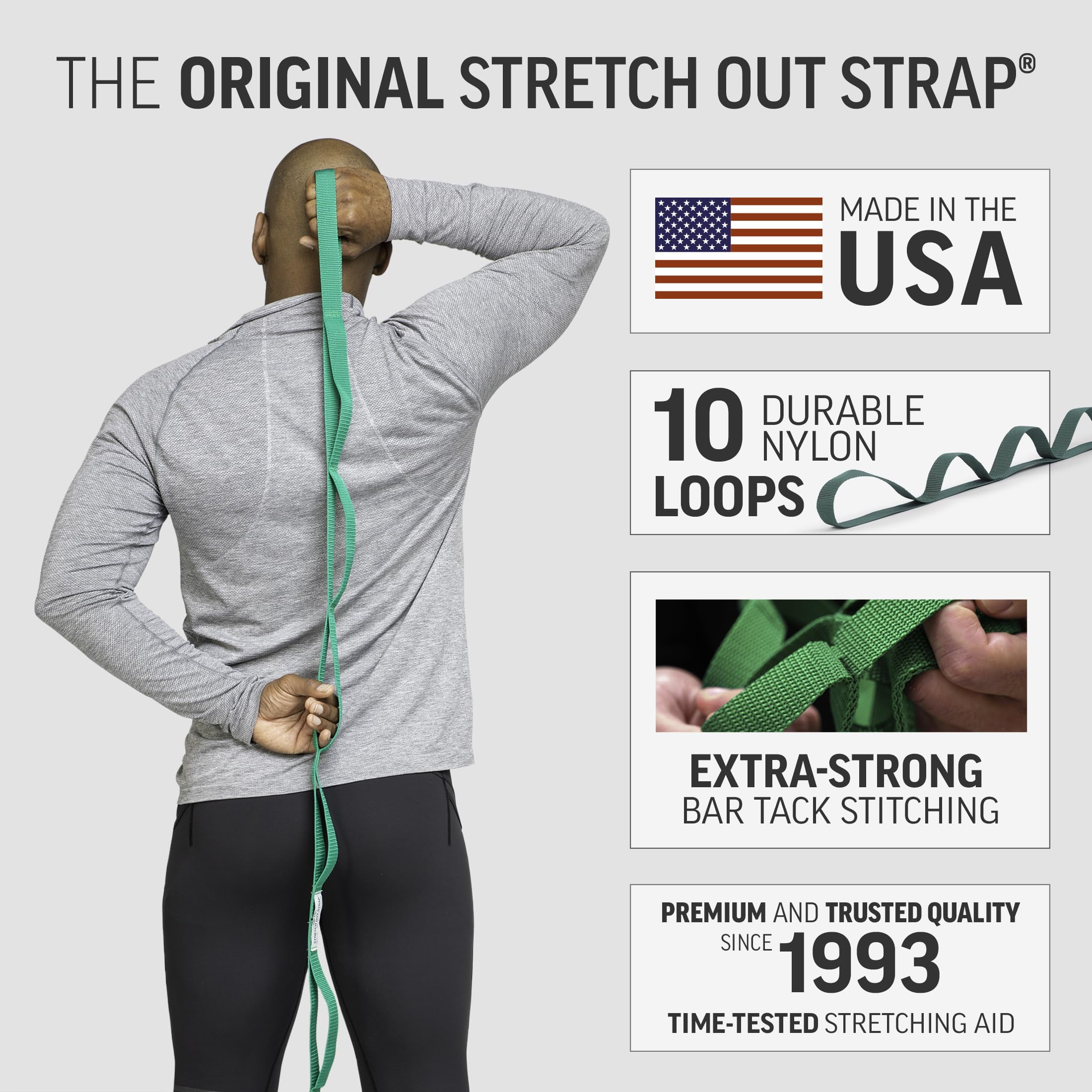 OPTP Original Stretch Out Strap for Physical Therapy and Yoga (Green, 6 ft) 6ykx7