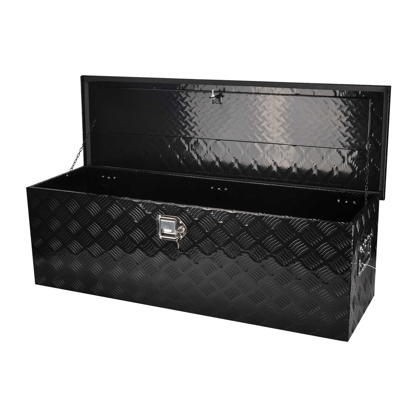 FGJQEFG Aluminum Truck Bed Tool Box, Heavy-Duty Lockable Storage Chest for Pickup Trucks (Black, 48 in x 15 in x 15 in) 872di