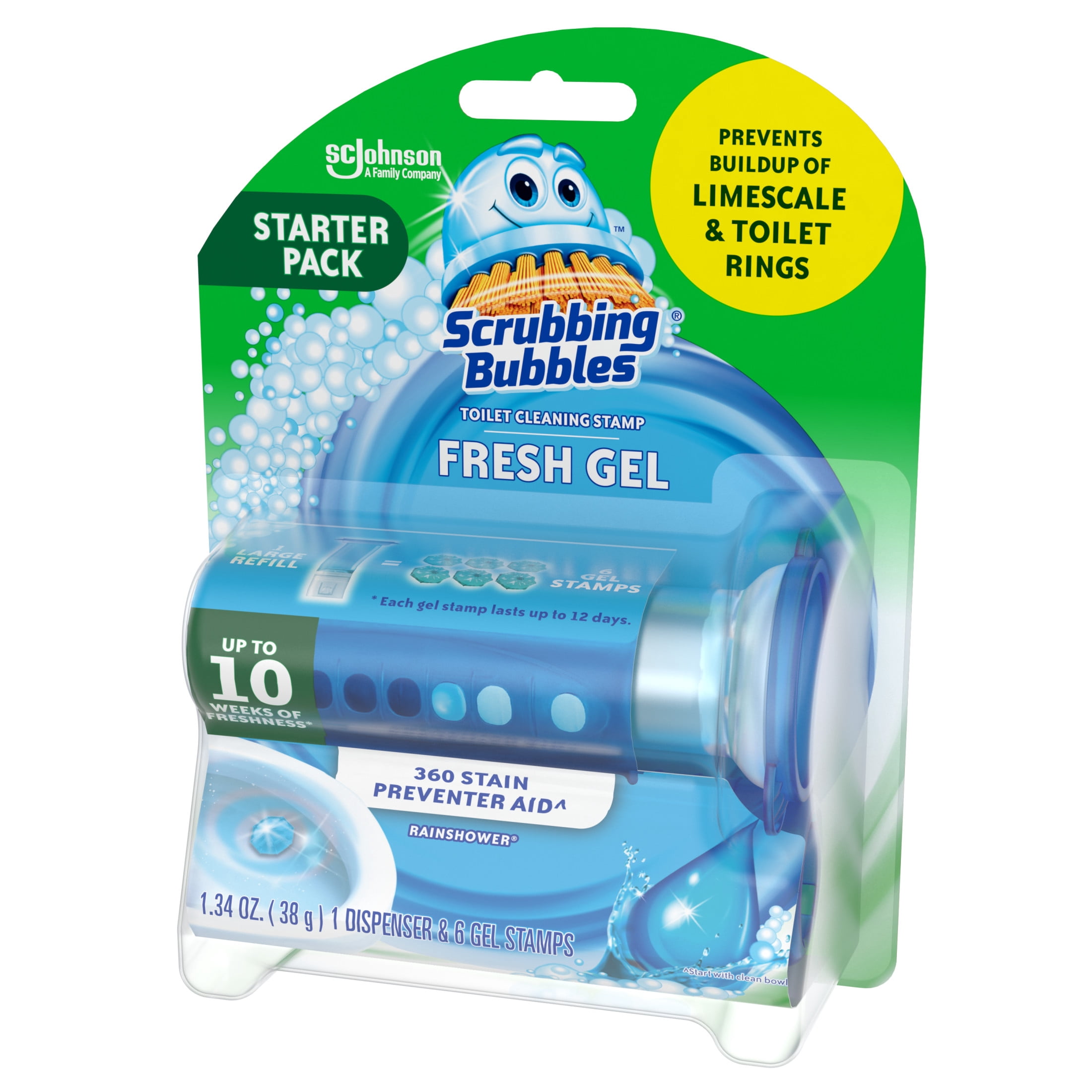 Scrubbing Bubbles Automatic Toilet Bowl Cleaner Gel Stamp, Rainshower Scent (6 Gel Stamps) j5n7e