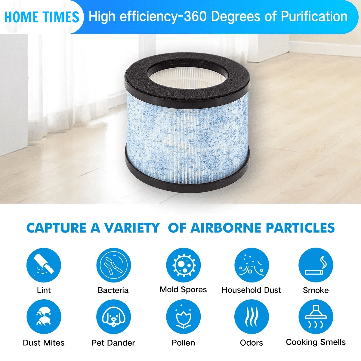 Home Times C102 Air Purifier Replacement Filter (H13 True HEPA, Compatible with Miko Ibuki and Ibuki+, 2 Pack, 6.9 in x 6.9 in x 5.2 in) 8xw8r