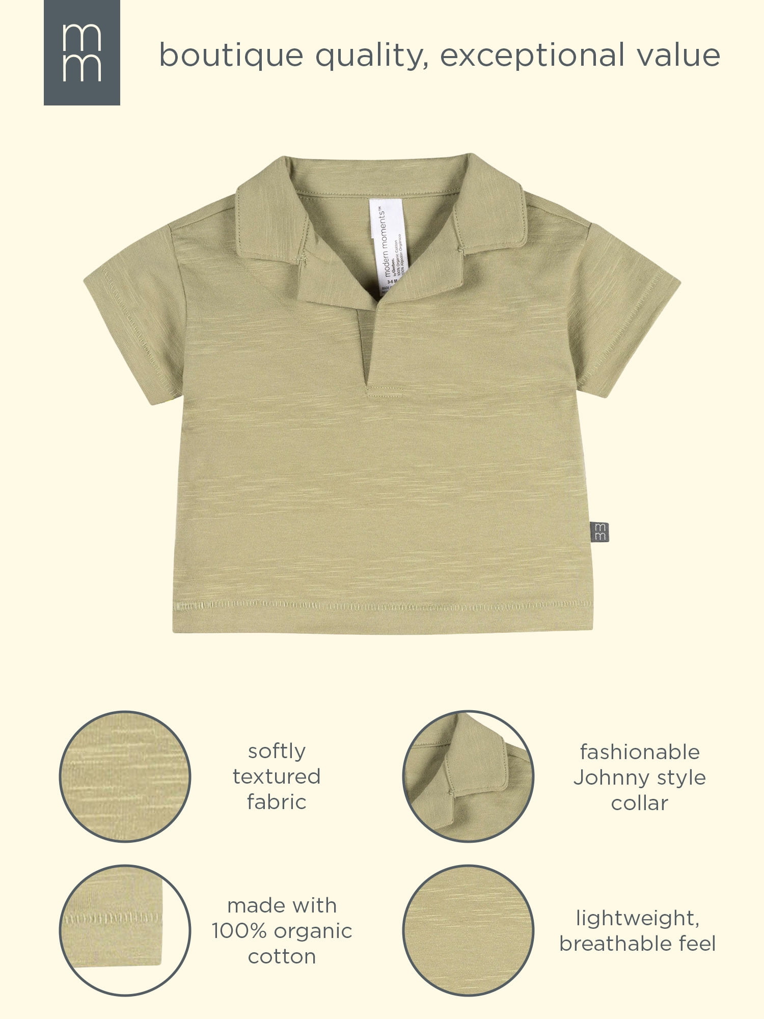 Modern Moments by Gerber Baby Boy Organic Cotton Johnny Collar Top (0-24 Months) 4uzl6