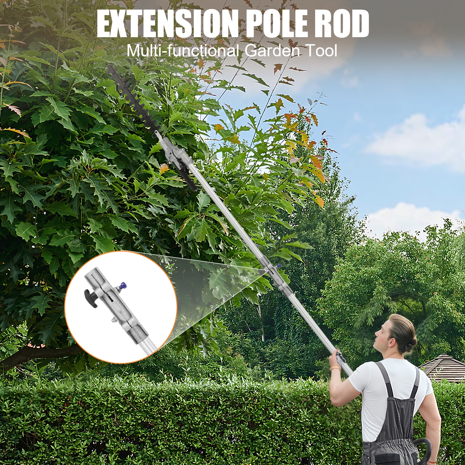 WETS 5-in-1 Gas Garden Trimmer Combo, 52cc 2-Stroke Multi-Tool System with Pole Saw, Hedge Trimmer, and String Trimmer (1 Set) 4f37a