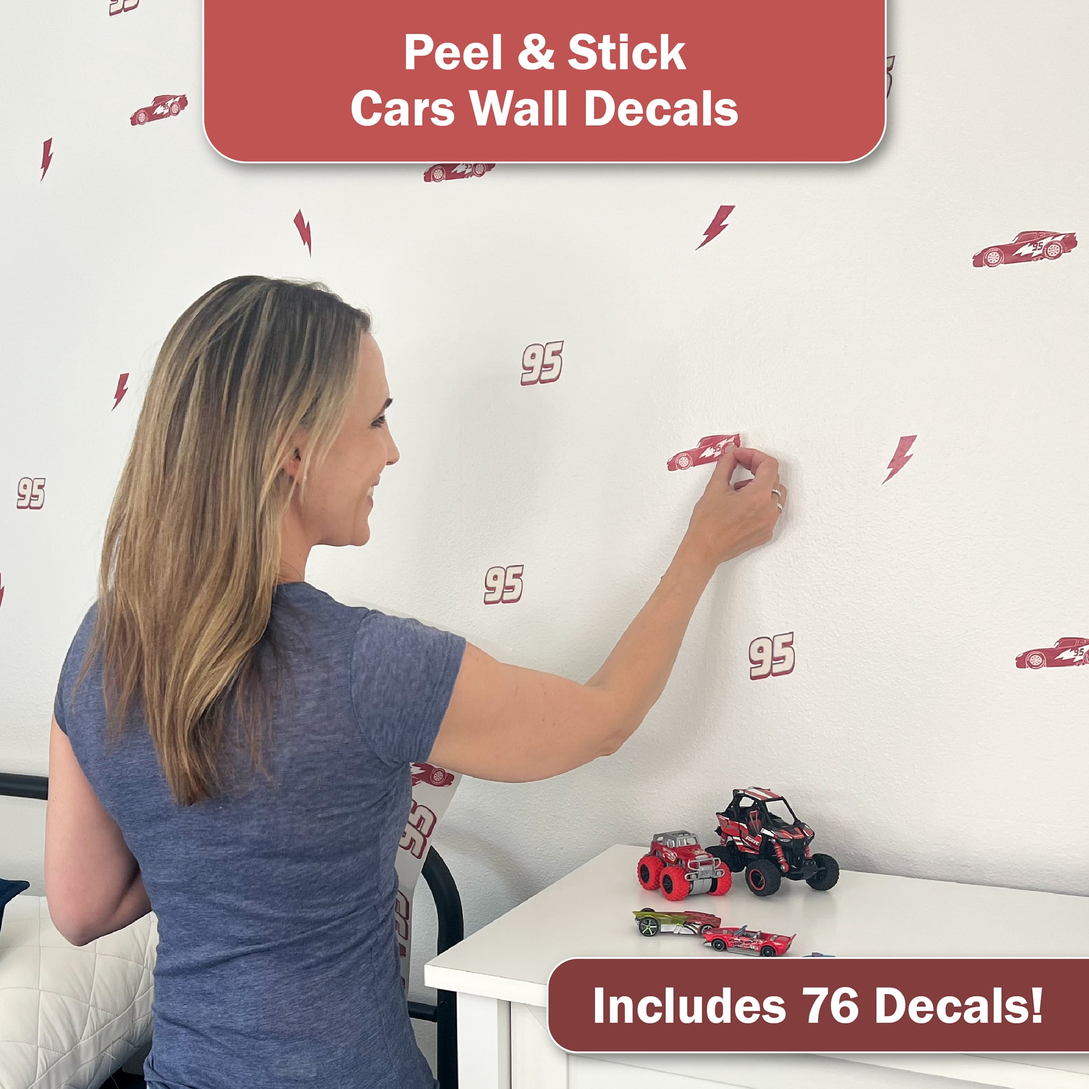 Wall Palz Disney Pixar Cars Wall Decals Peel and Stick Room Decor (Red, 76 Count) 9jrw2