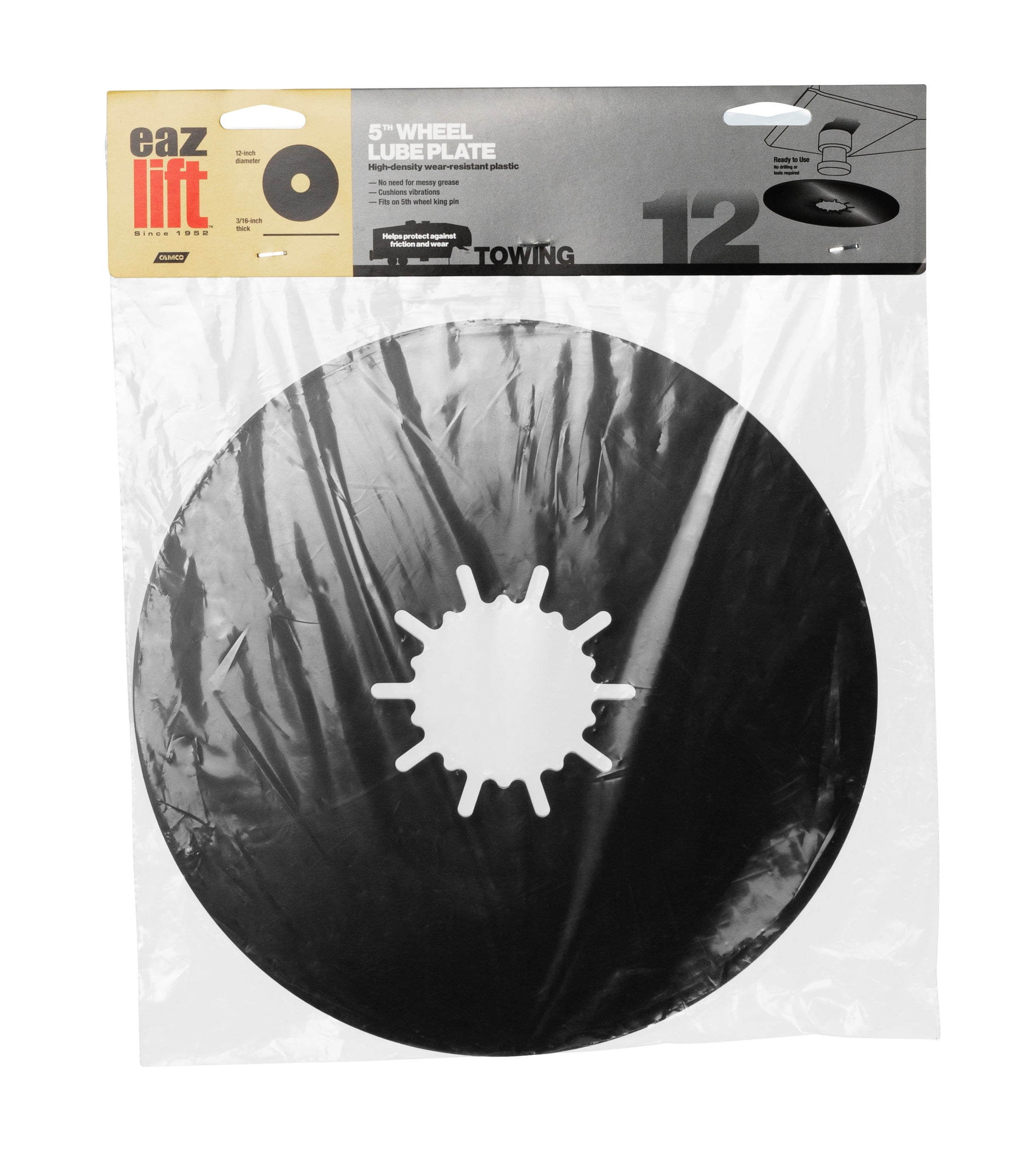 Camco RV 5th Wheel Lube Plate (Black, 12 in) uuzf4