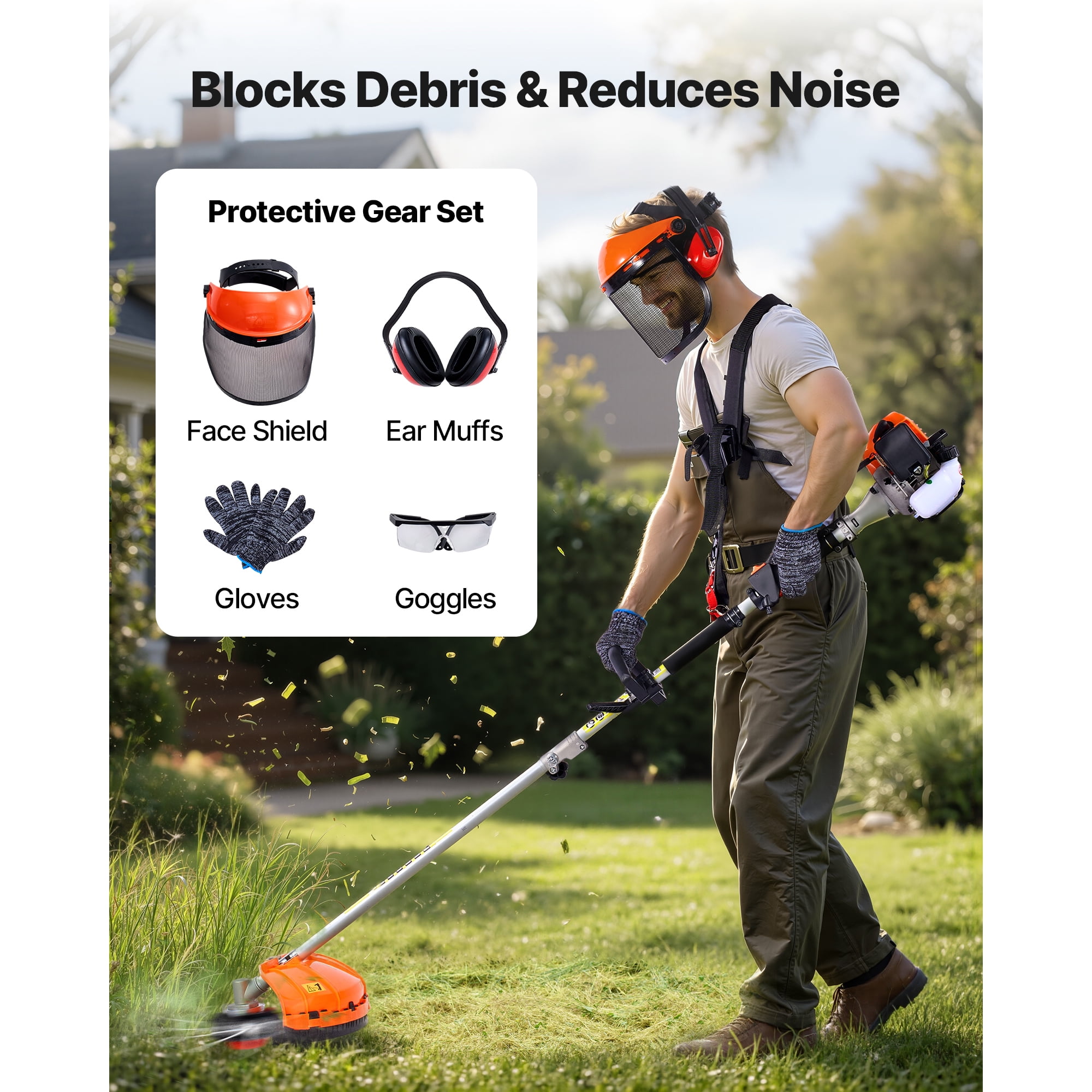 KFFKFF 6-in-1 Gas-Powered Multi-Functional Garden Tool Set, Hedge Trimmer with Extension Pole (1 Kit) j42sh
