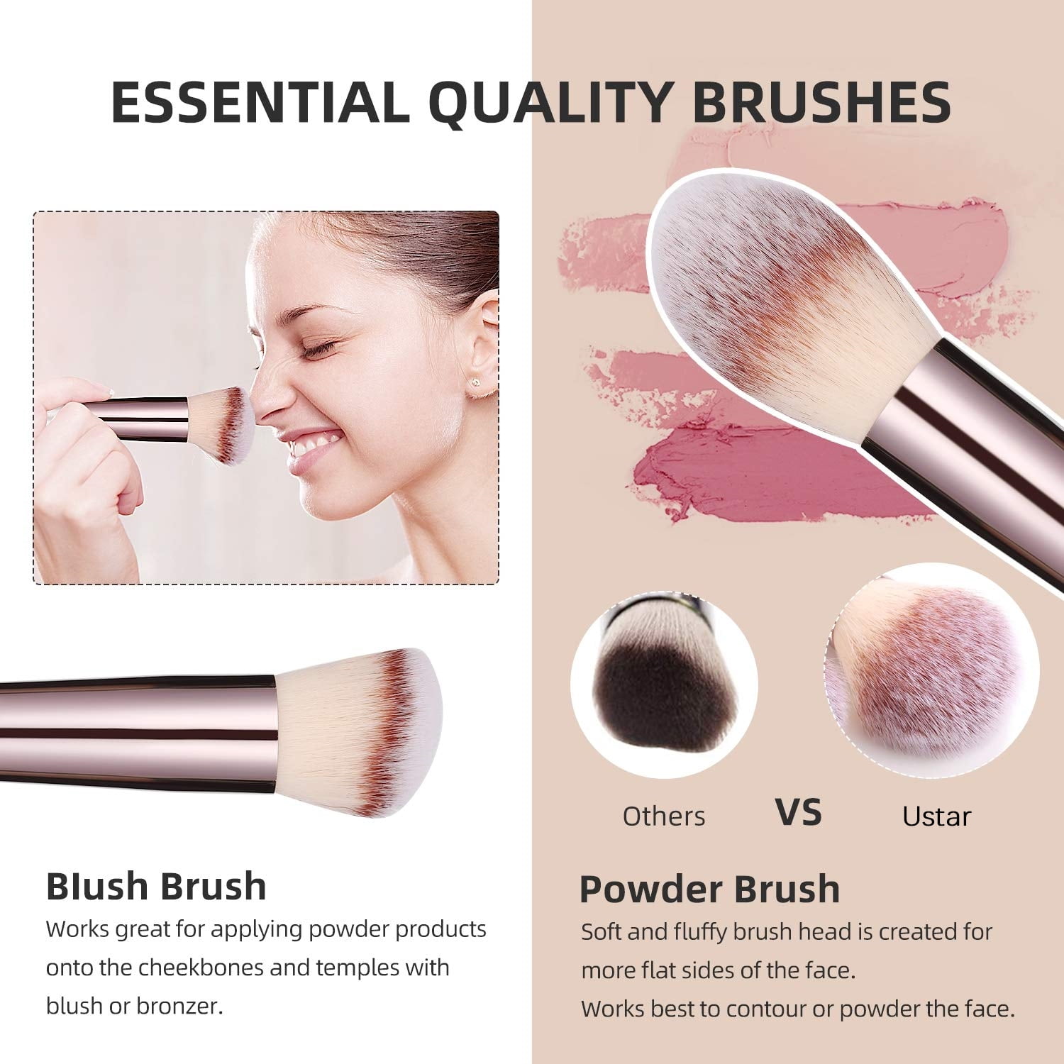 BS-Mall Makeup Brush Set 18-Piece Professional Synthetic Foundation Powder Eye Shadow Blush Kit (Champagne Gold, 18-Piece) v9phy