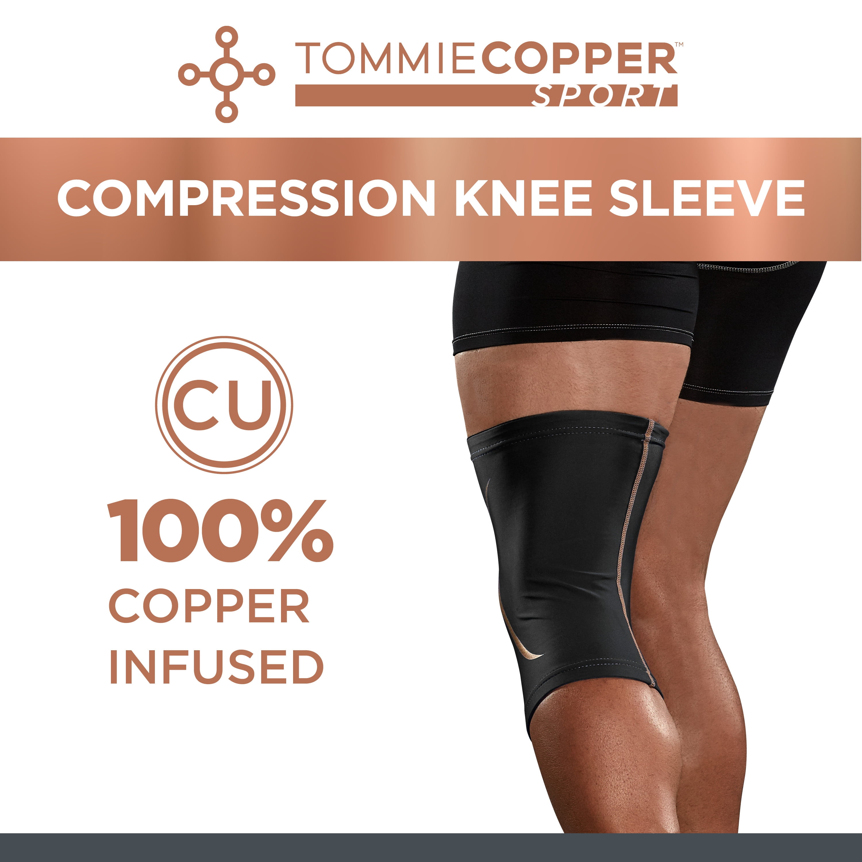 Tommie Copper Sport Compression Knee Sleeve, Targeted Support & 4D Stretch Fabric (Black, Small/Medium) hyfo7