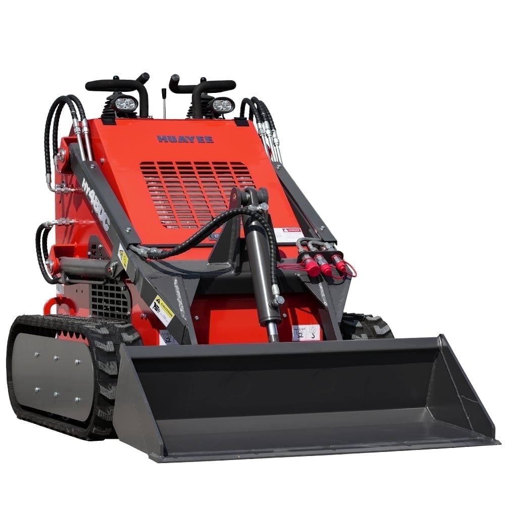HUAYEE Stand-On Crawler Mini Skid Steer Loader (Red, 1765 lb Lift Capacity) lrm3w