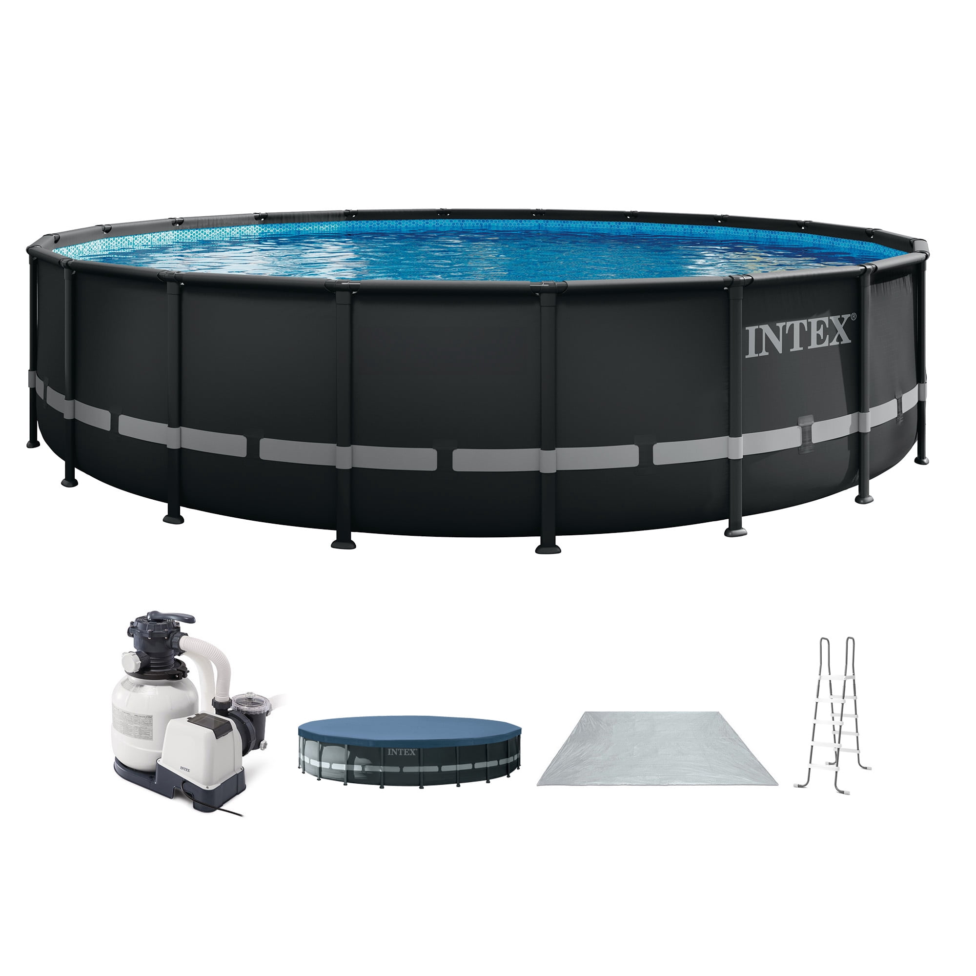 Intex Ultra XTR Round Frame Above Ground Swimming Pool Set with Pump (Gray, 26 ft x 52 in) hsdf7