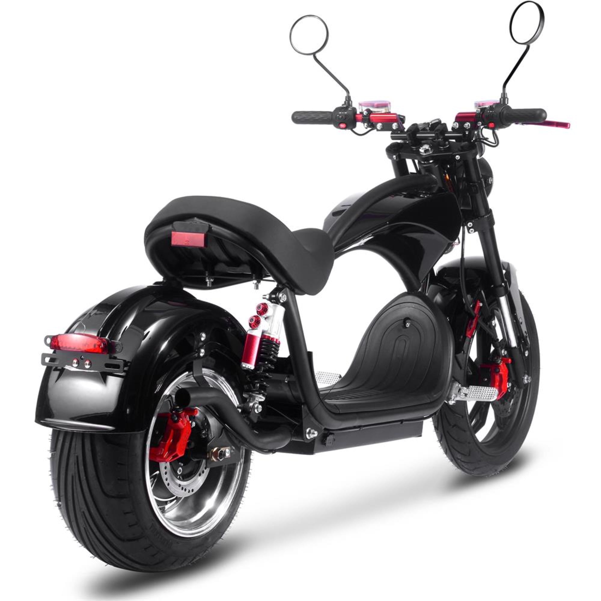 MotoTec Raven 2500W Electric Cafe Motorcycle (Black, 60V 30Ah) drkqj