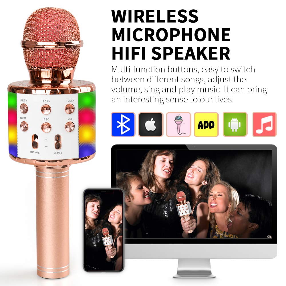Dikence Wireless Bluetooth Karaoke Microphone for Kids (Gold, 1 Pack) 656l0 - Image 2