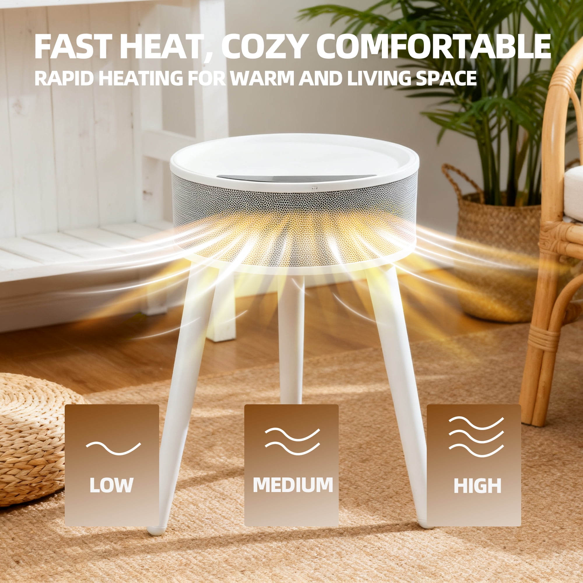 Onail 1500W Portable Ceramic Space Heater with Remote Control and Adjustable Thermostat (White) liiio - Image 2
