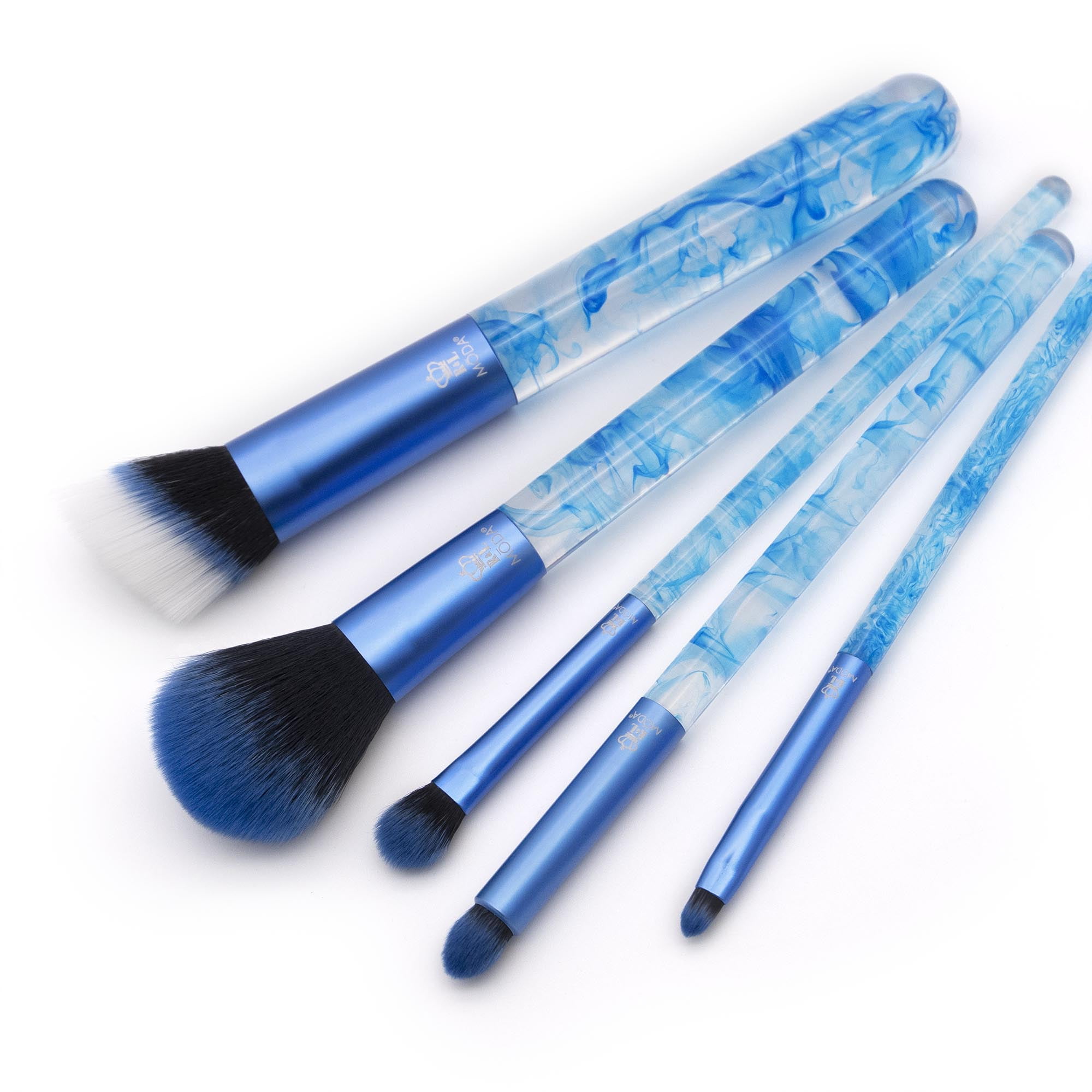 MODA Smoke Show Full Face Makeup Brush Set (Blue, 5 Piece) zlp34