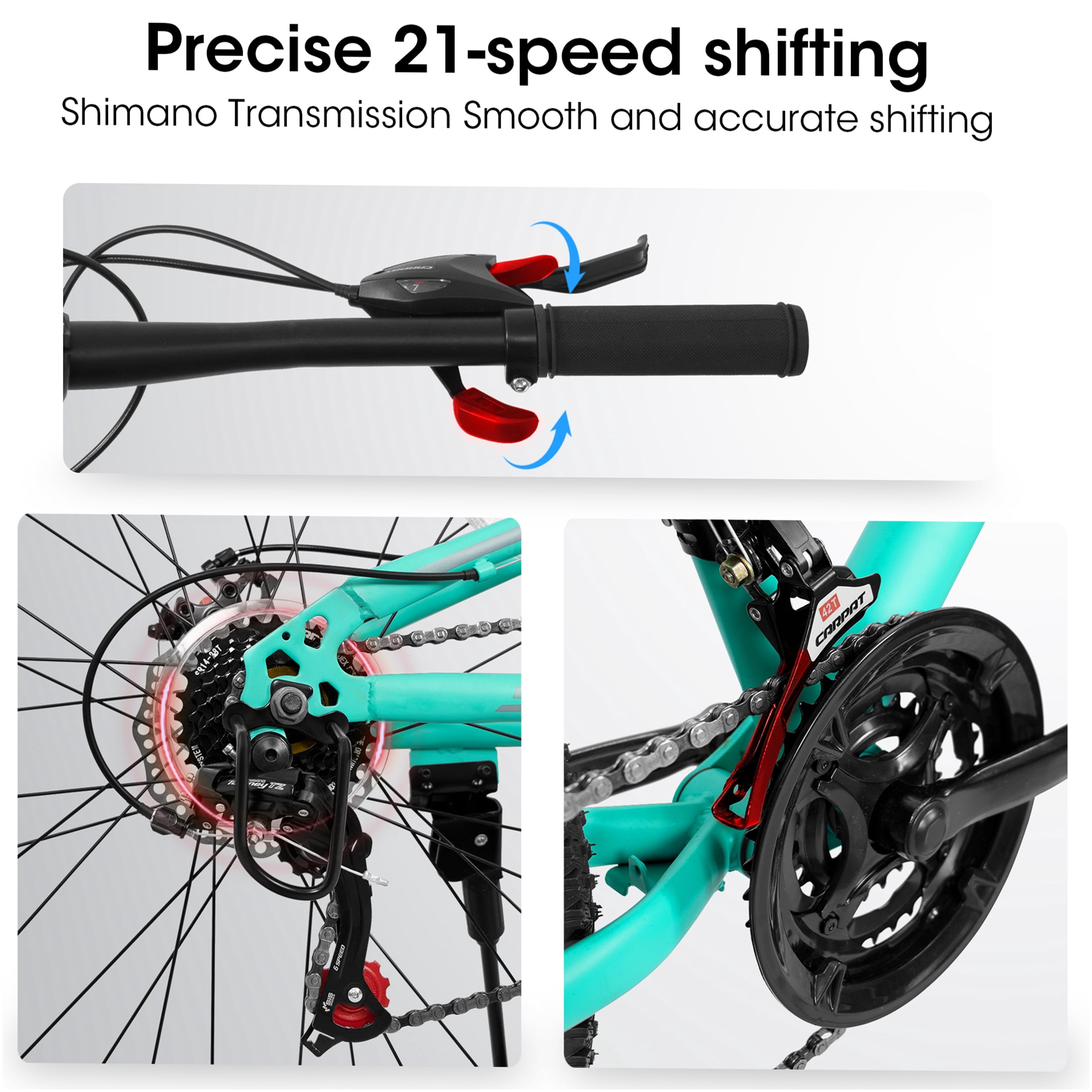 JERFIT 26 Inch Mountain Bike, 21-Speed All-Terrain Bicycle with Dual Suspension and Disc Brakes (Blue, 26 in) mt9mc