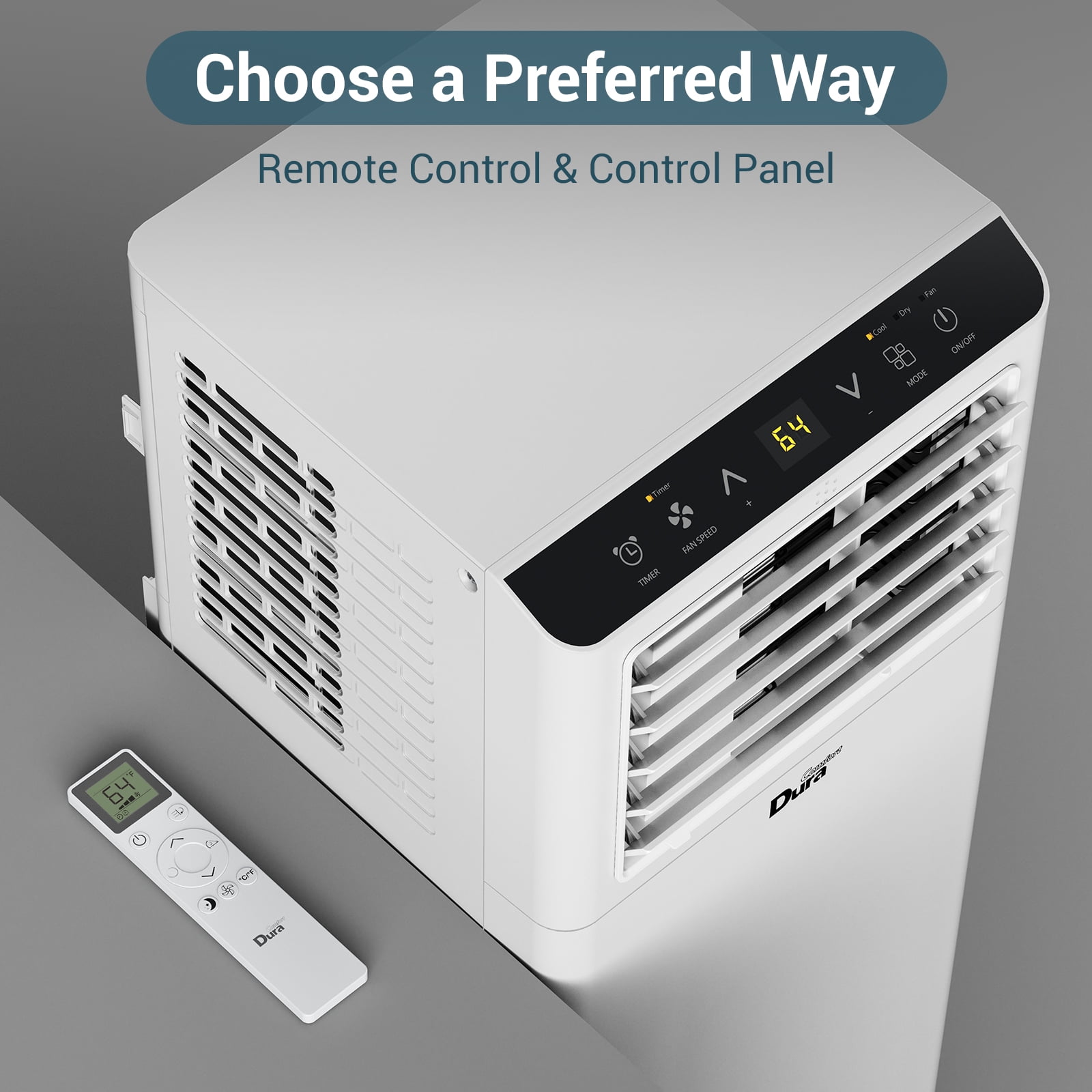 DuraComfort Portable Air Conditioner 8000 BTU, 3-in-1 AC Unit with Dehumidifier & Fan, Remote Control, 24-Hour Timer (Black, 200 Sq. Ft.) vbvi0