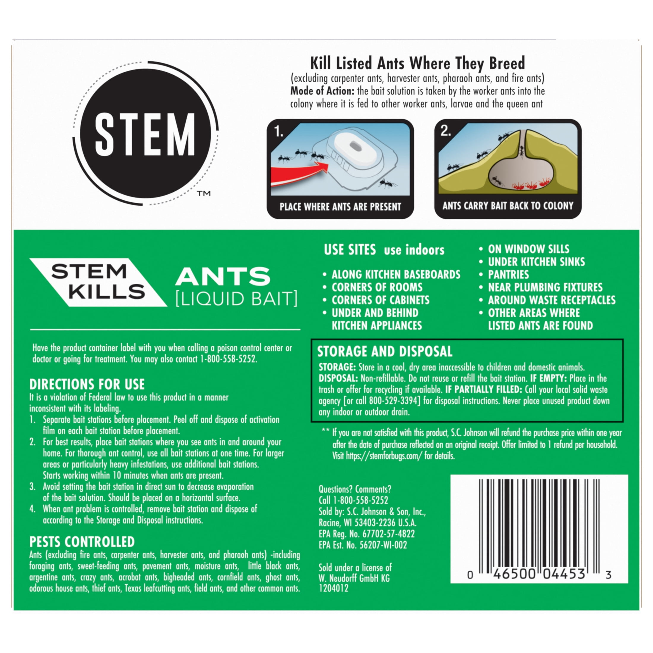 Stem Liquid Ant Killer Bait Stations (Spill-Proof, 4 Count) 61o4f