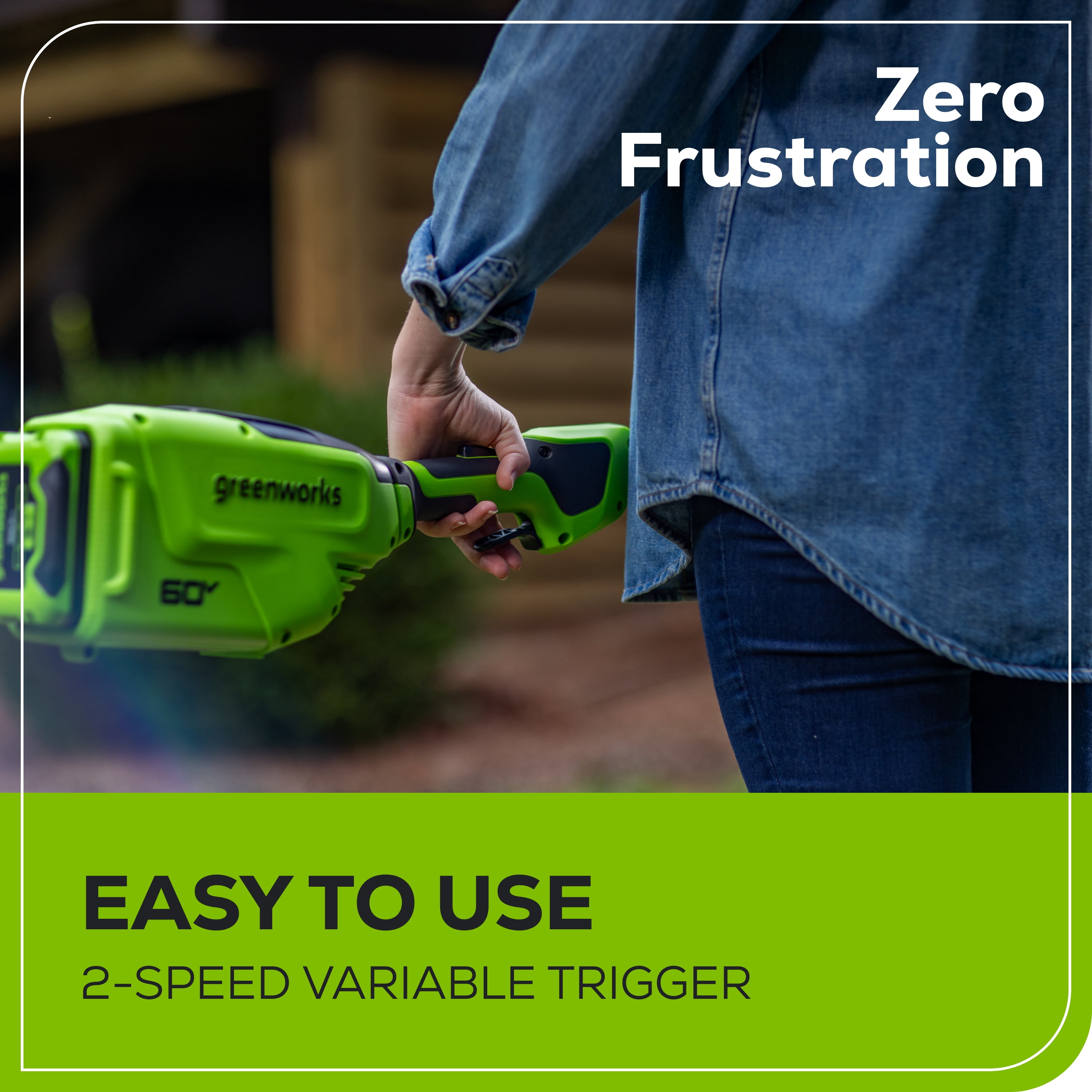 Greenworks 60V 16 in. Front Mount String Trimmer with 2.5Ah Battery and 3A Charger (Green, 16 in.) d05mu