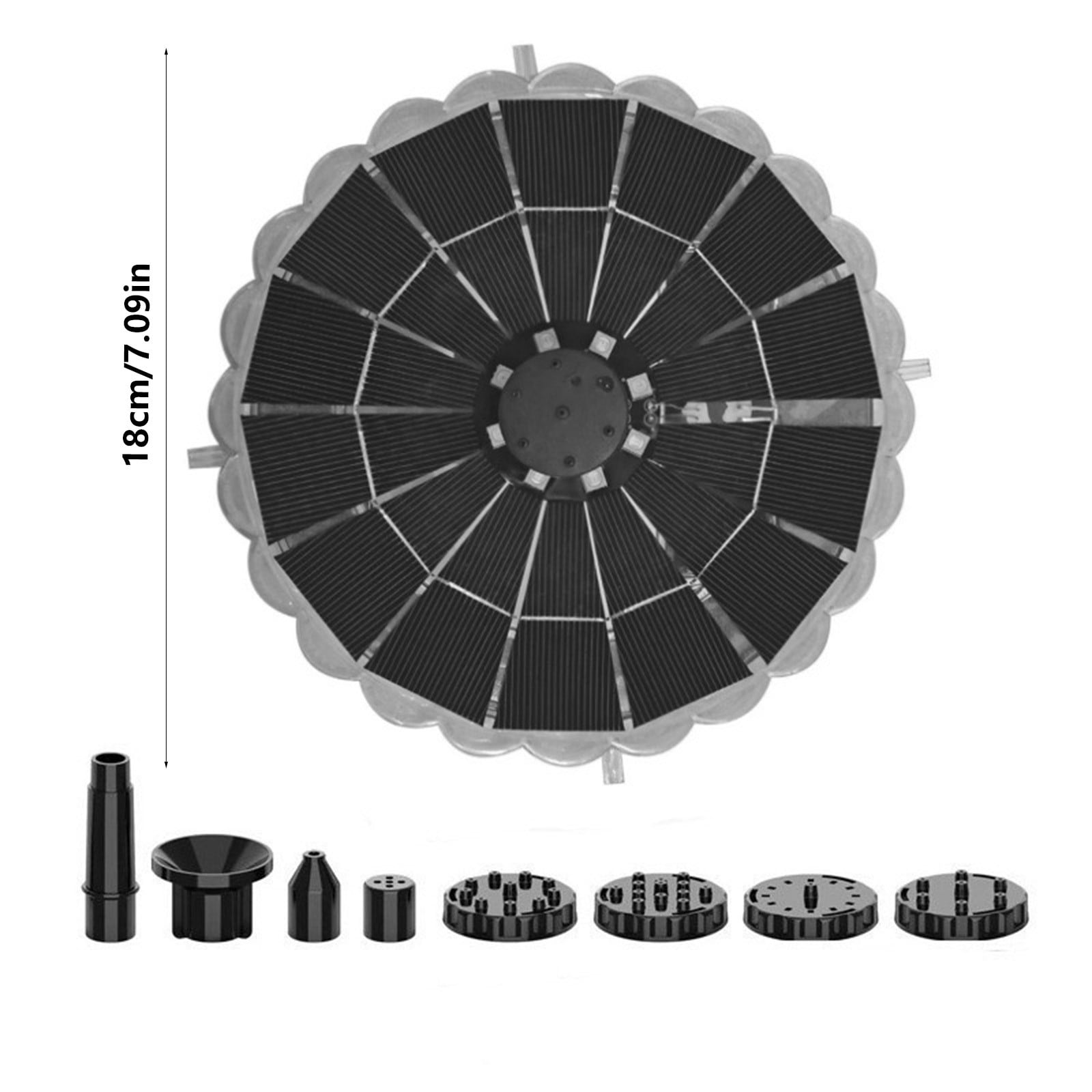 Flyylvoe Solar Bubbler Fountain with LED Lights (Floating Water Pump, 6 Spray Nozzles, 25.6 in Max Height) 8mdp9