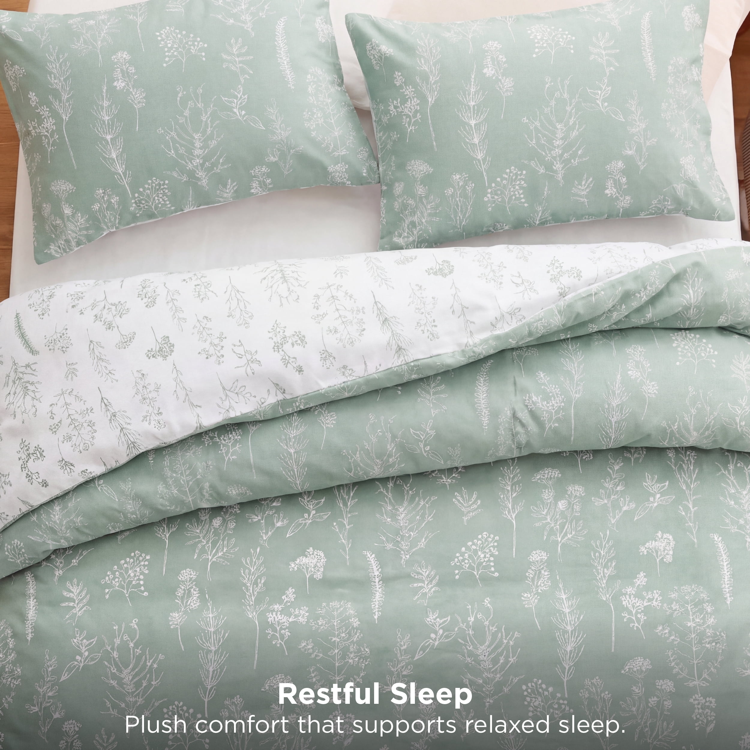 U by Bedsure Botanical Floral Comforter Set, Lightweight Soft Bedding with 2 Pillow Shams (Sage Green, Queen) tnr5d