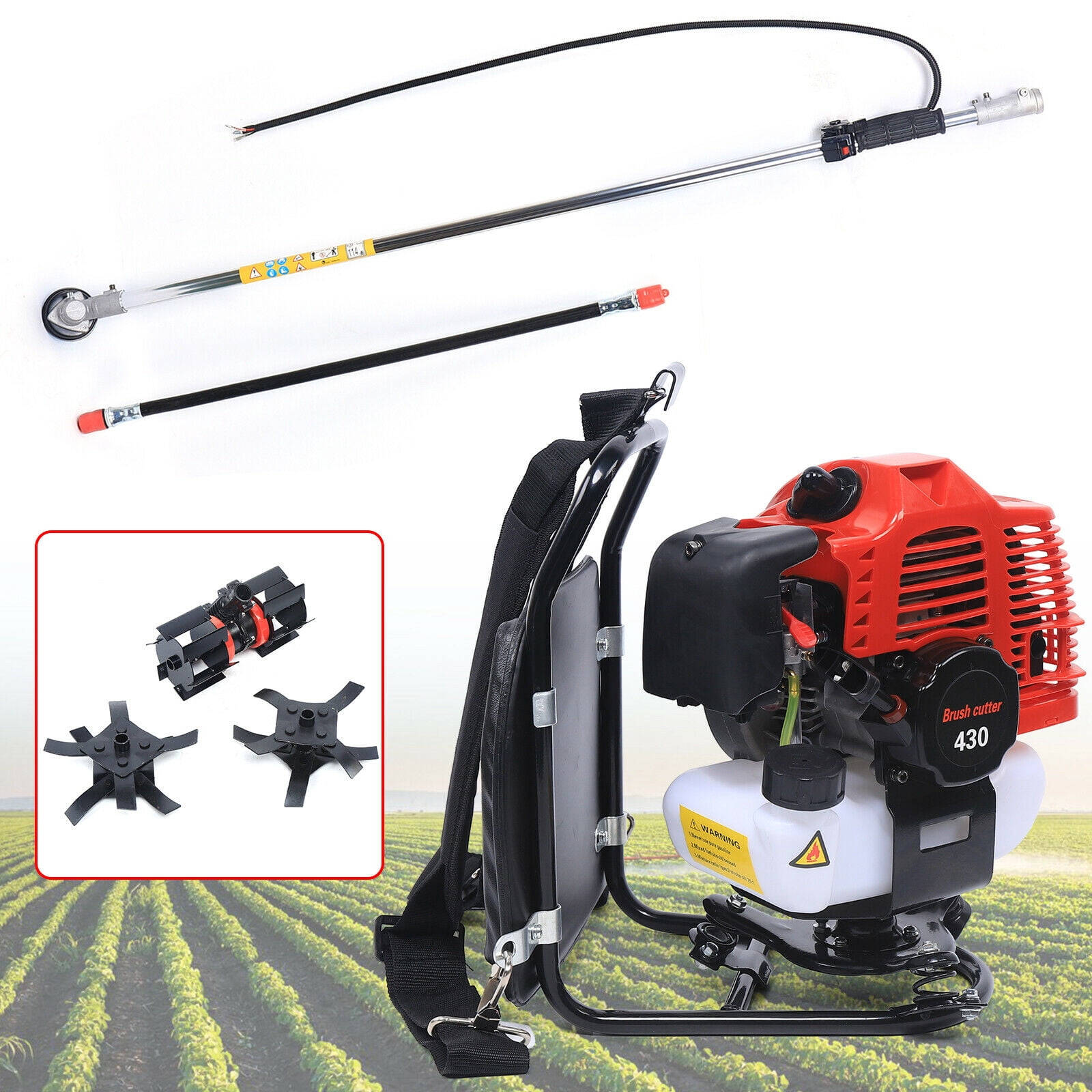Generic 43CC 2-Stroke Backpack Gas Brush Cutter and Lawn Trimmer for Garden Maintenance (Red, 33.8 fl oz) hkfkr