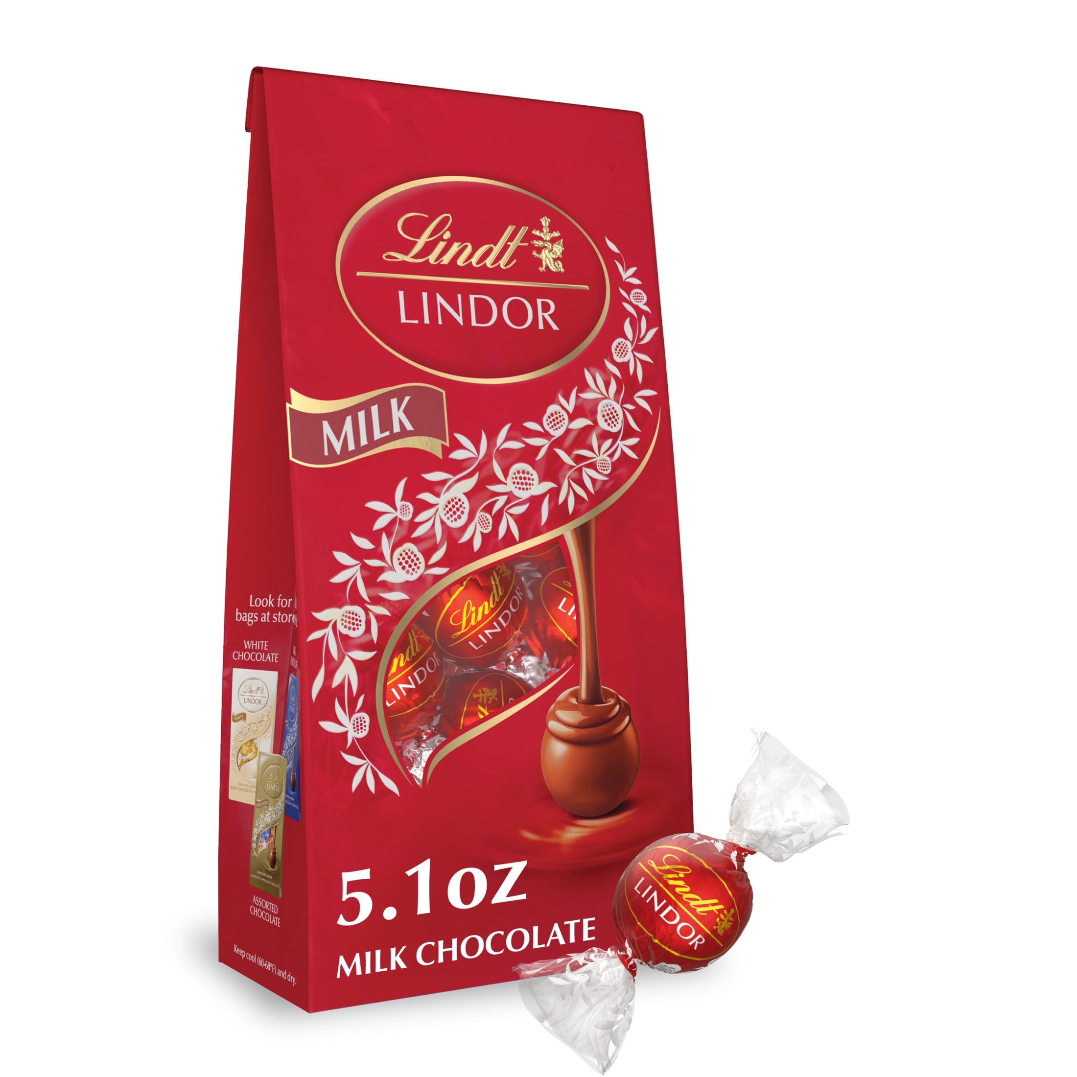 Lindt LINDOR Milk Chocolate Candy, Smooth Melting Milk Chocolate Truffles (5.1 oz) pmwf7