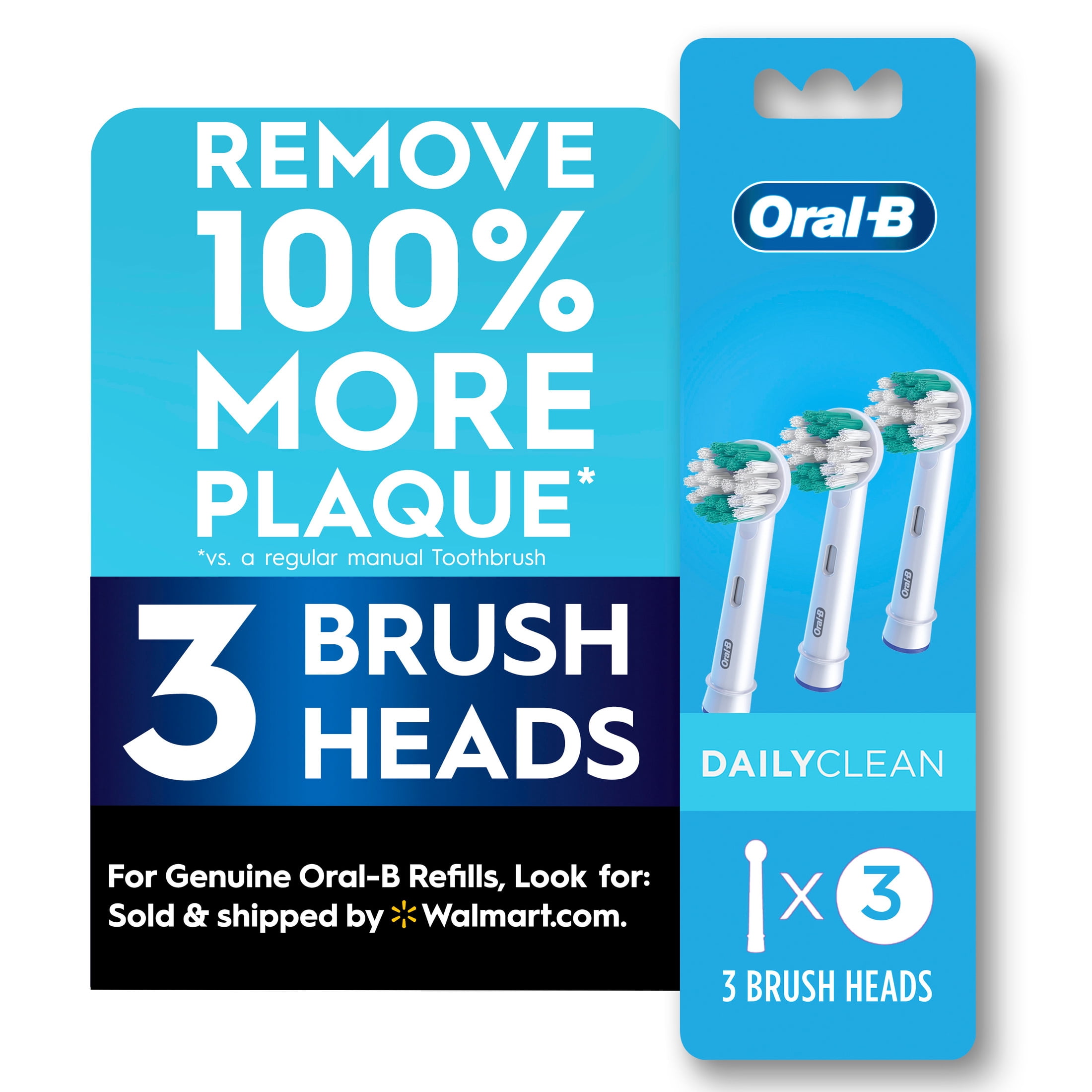 Oral-B Daily Clean Replacement Toothbrush Heads, Soft Bristles for Plaque Removal (3 Count) zepik