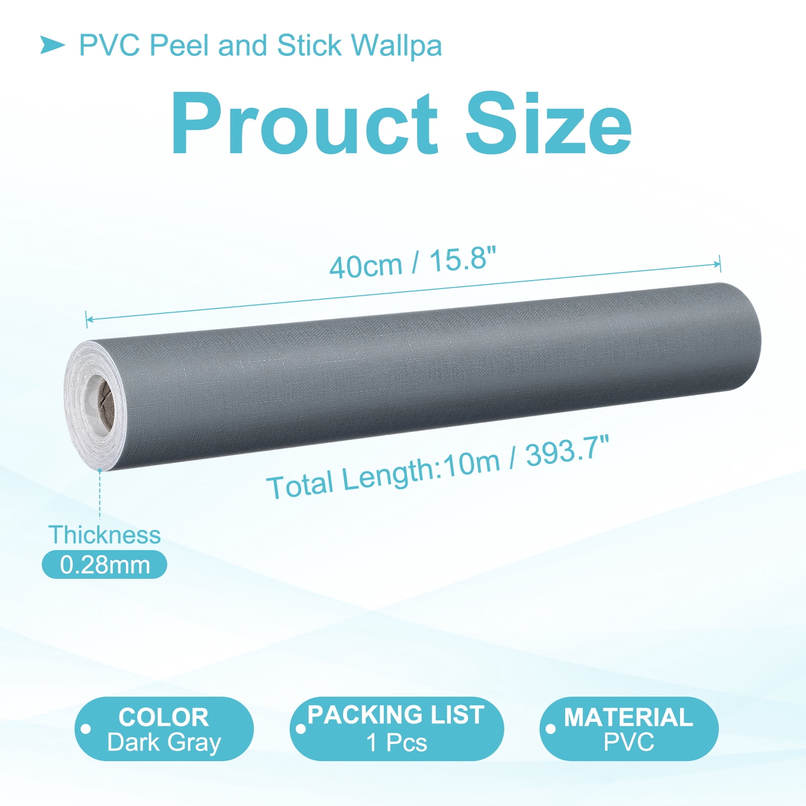 Uxcell Peel and Stick Wallpaper Waterproof Cloth Contact Paper (Dark Gray, 22 in x 394 in) p970p