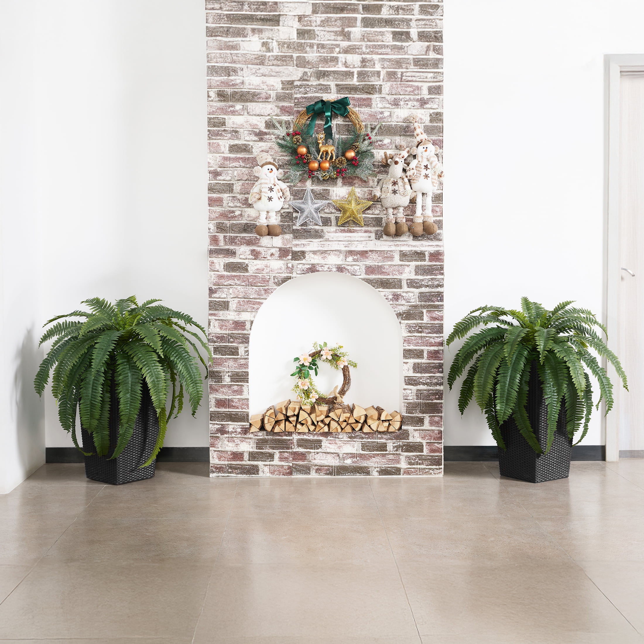 DR.Planzen Artificial Boston Fern Plant with Black Tapered Planter (Green, 39 Leaves) d9cir