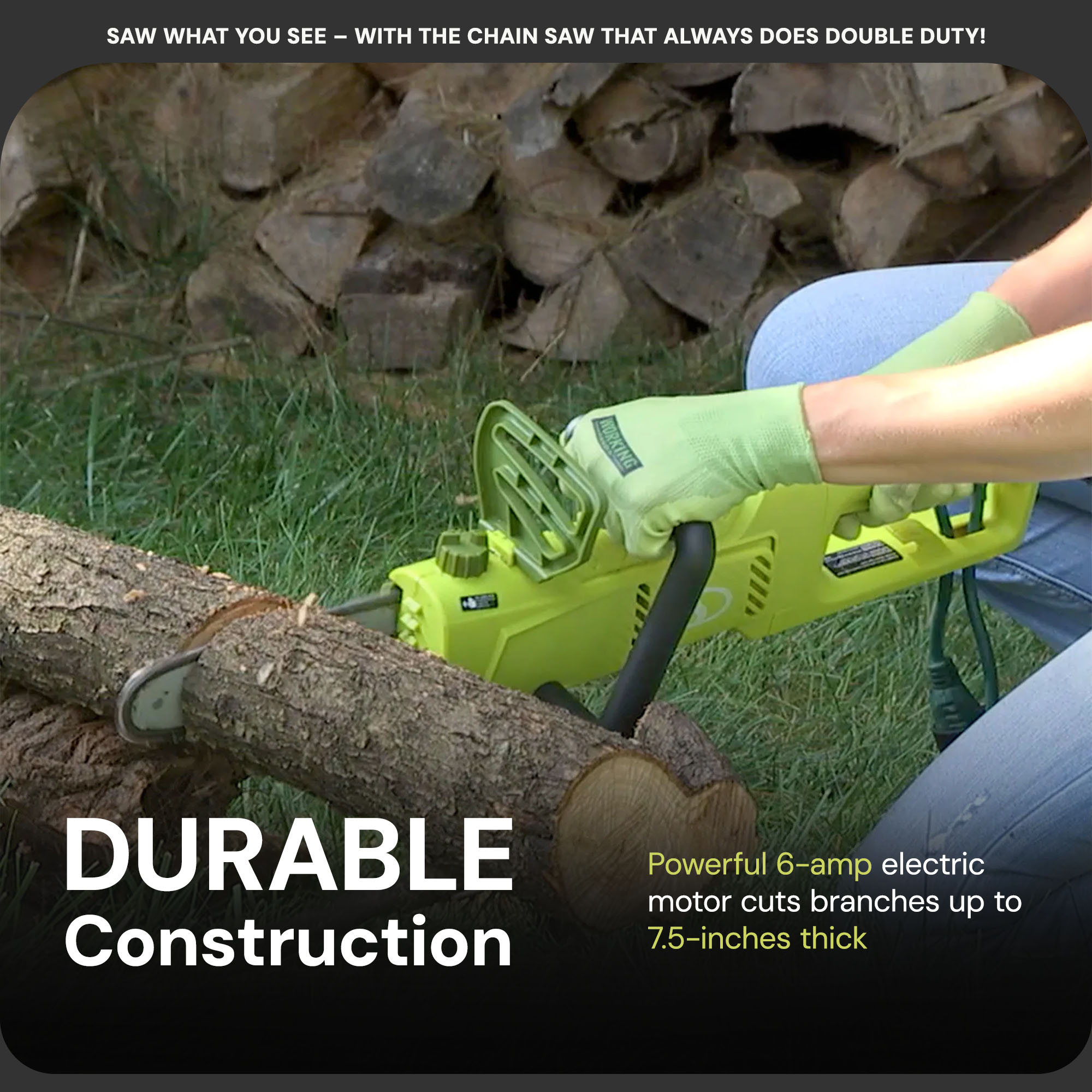 Sun Joe 8 Inch Electric Convertible Pole Chain Saw, 2-in-1 Telescoping Tree Trimmer (Green, 8.9 ft) wje7l