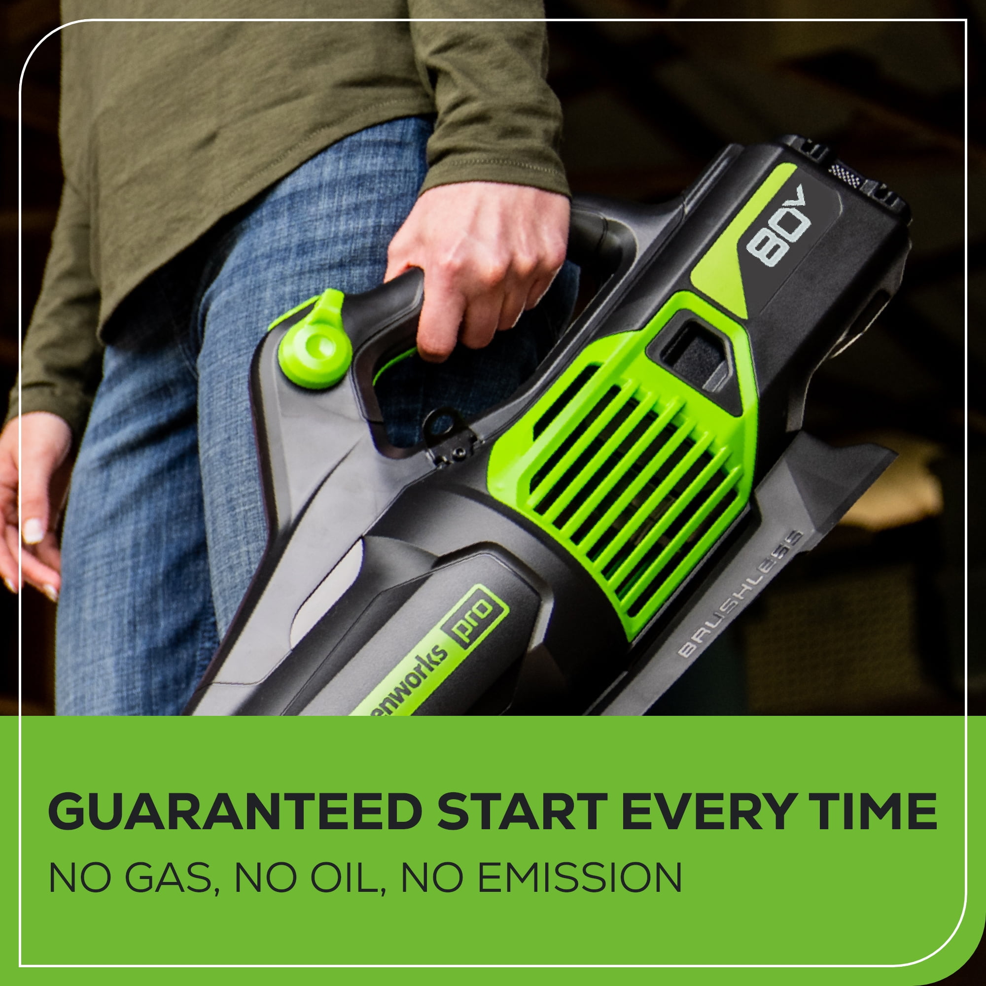 Greenworks Pro 80V Brushless Cordless Axial Blower, High-Performance Leaf and Debris Clearing Tool (Tool Only) qzk5w