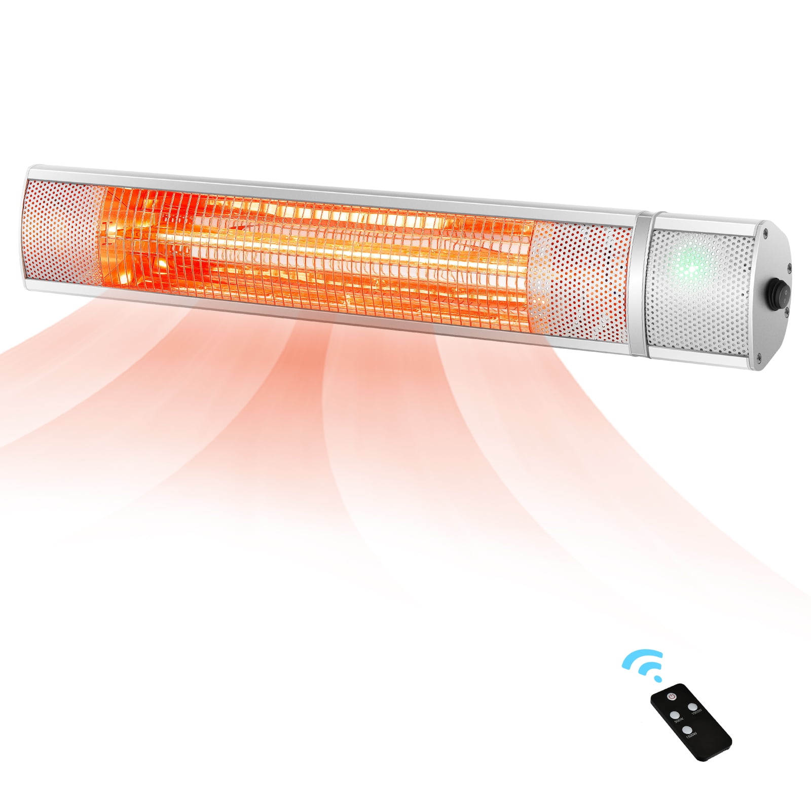 Costway Wall-Mounted Infrared Patio Heater with Remote Control and Adjustable Timer (Silver, 1500W) 7fwvt