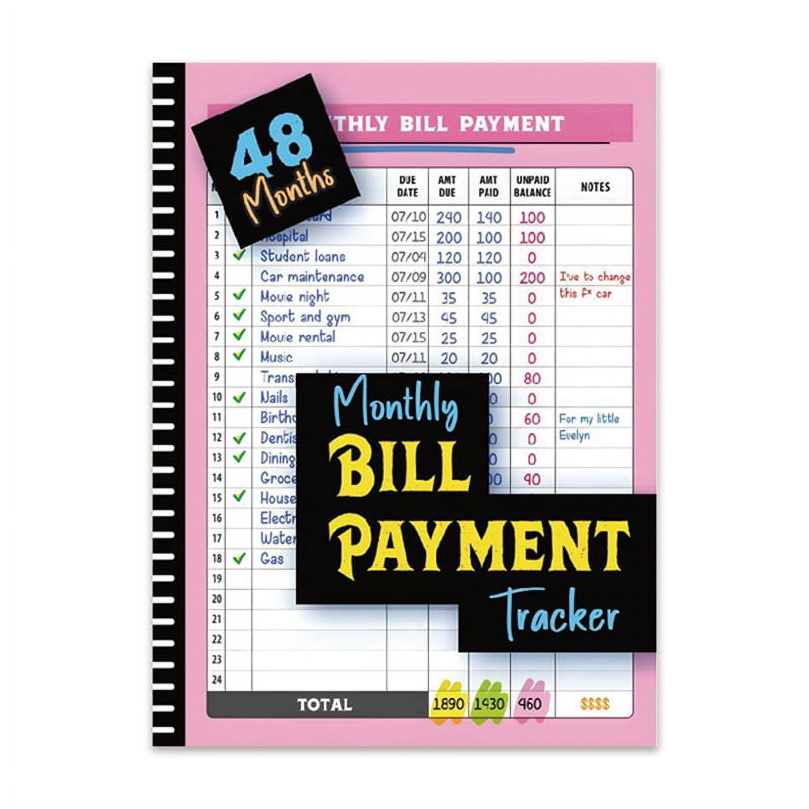 Generic Monthly Bill Payment Tracker (48 Months Expense and Debt Payoff Planner) l5h8x