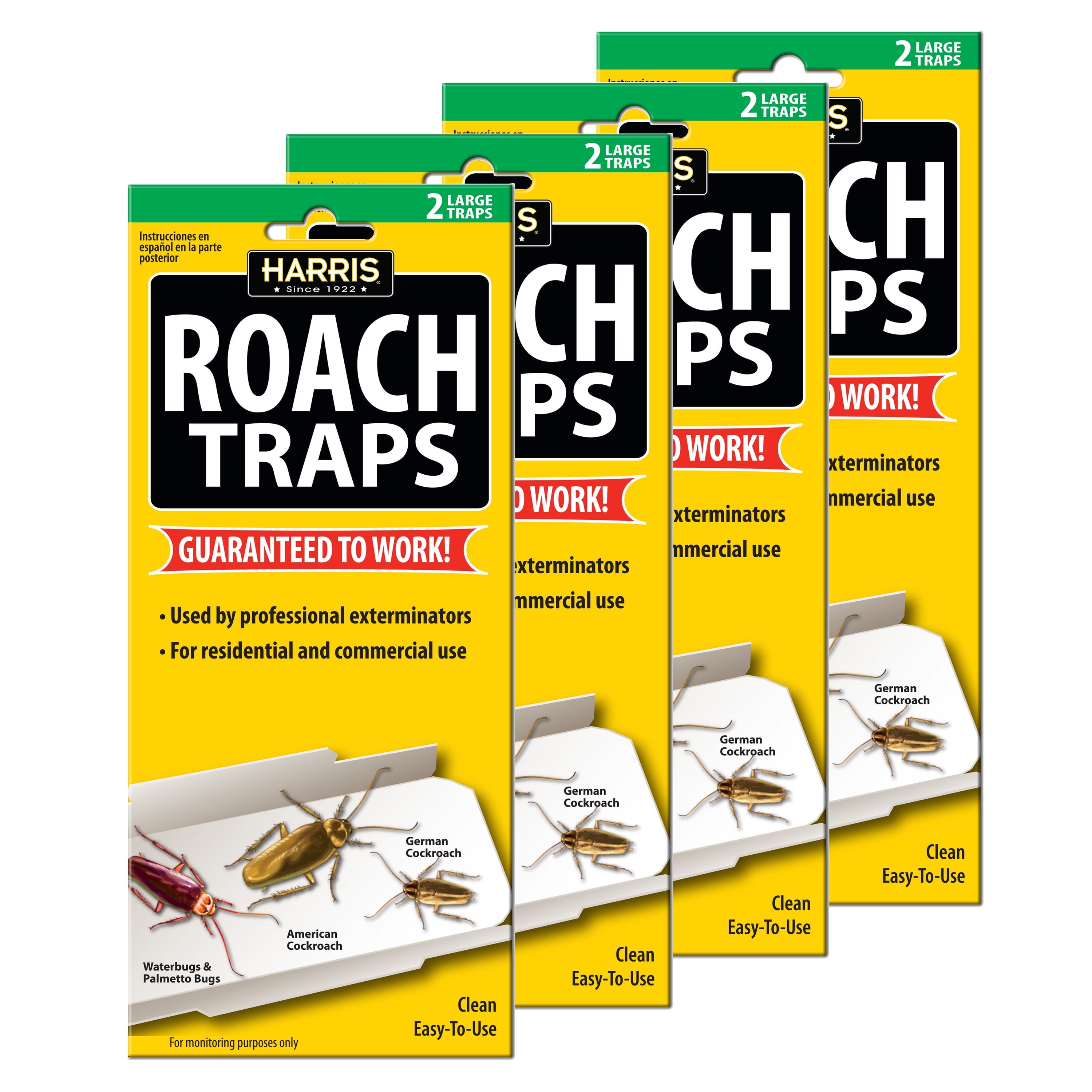 Harris Roach Traps Professional Strength Insect Control (8 Count, 4 Packs of 2) 1h3hq