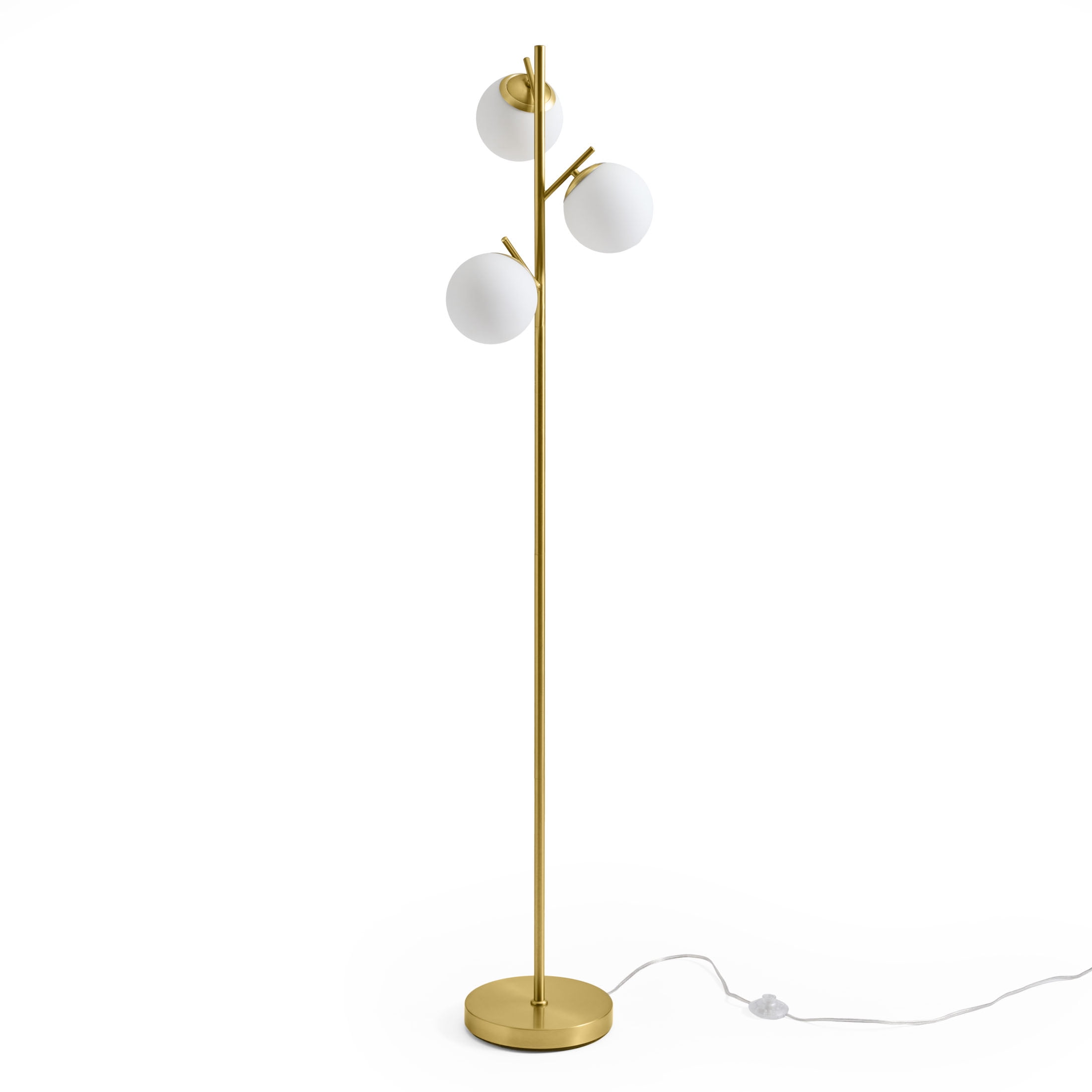 Better Homes & Gardens 3-Globe Floor Lamp Modern Freestanding Lighting for Living Room (Brass, 65 in) wr83f