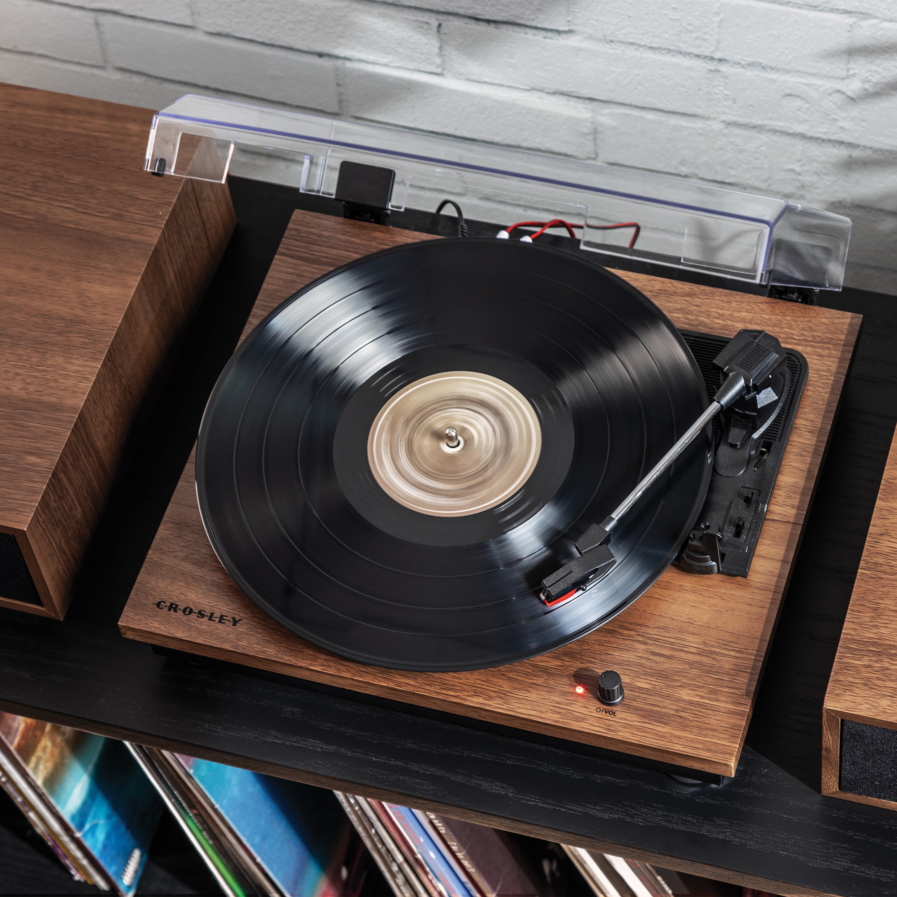 Crosley Riff Bluetooth Vinyl Record Player with Speakers (3-Speed Turntable, 6 Modular Layouts) x6qj5