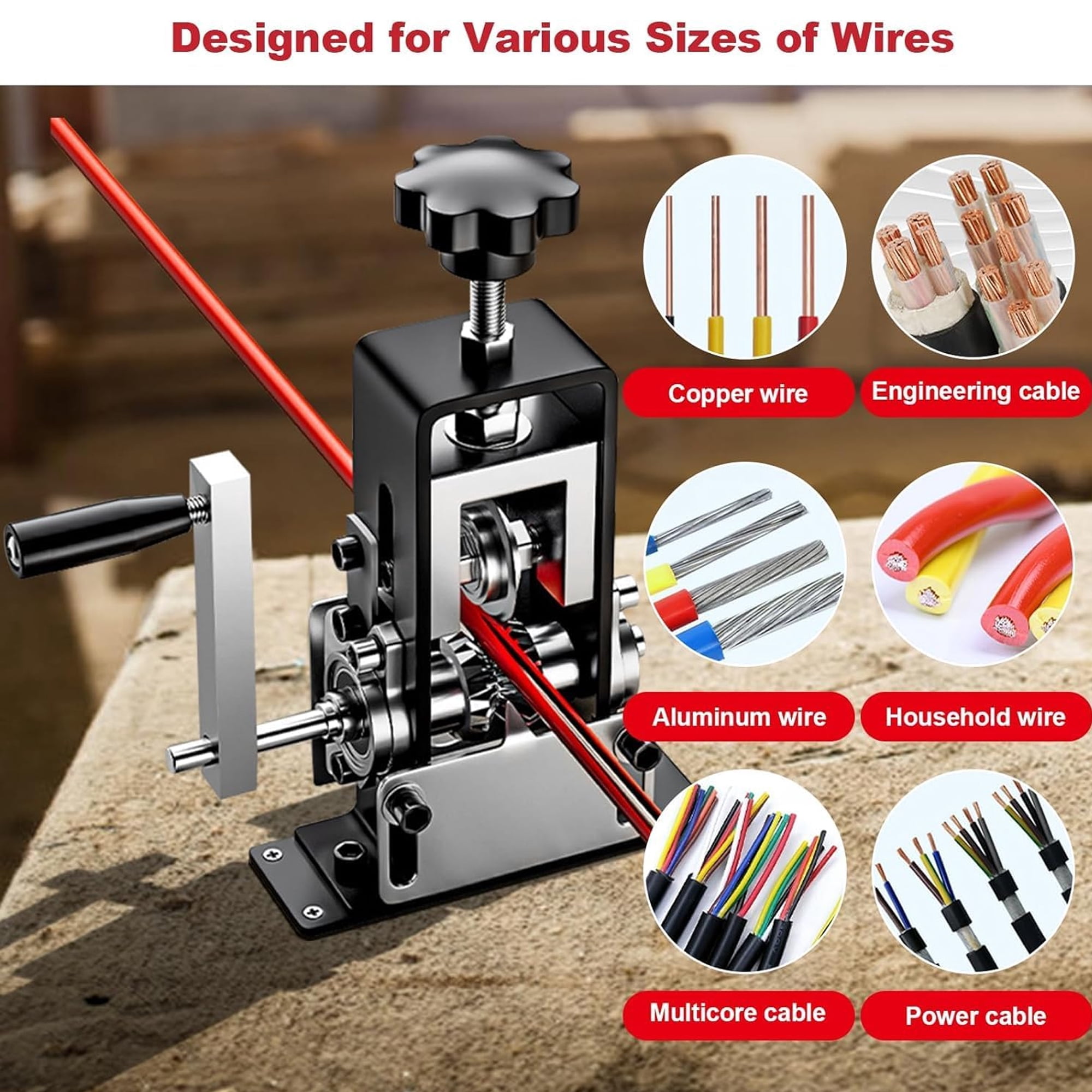 JAMCORAX Manual Wire Stripping Machine, Drill Powered Copper Cable Peeler Tool (0.06 in to 1 in) du764
