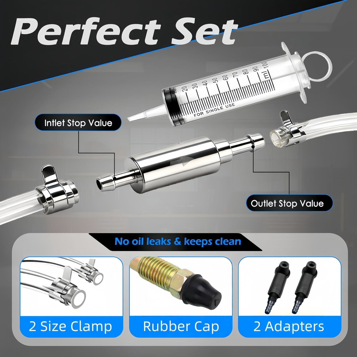 ChrumpTon Brake Bleeder Kit with One-Way Check Valve Hoses for Motorcycle and Car Hydraulic System Maintenance (2 Sets) wmcyt