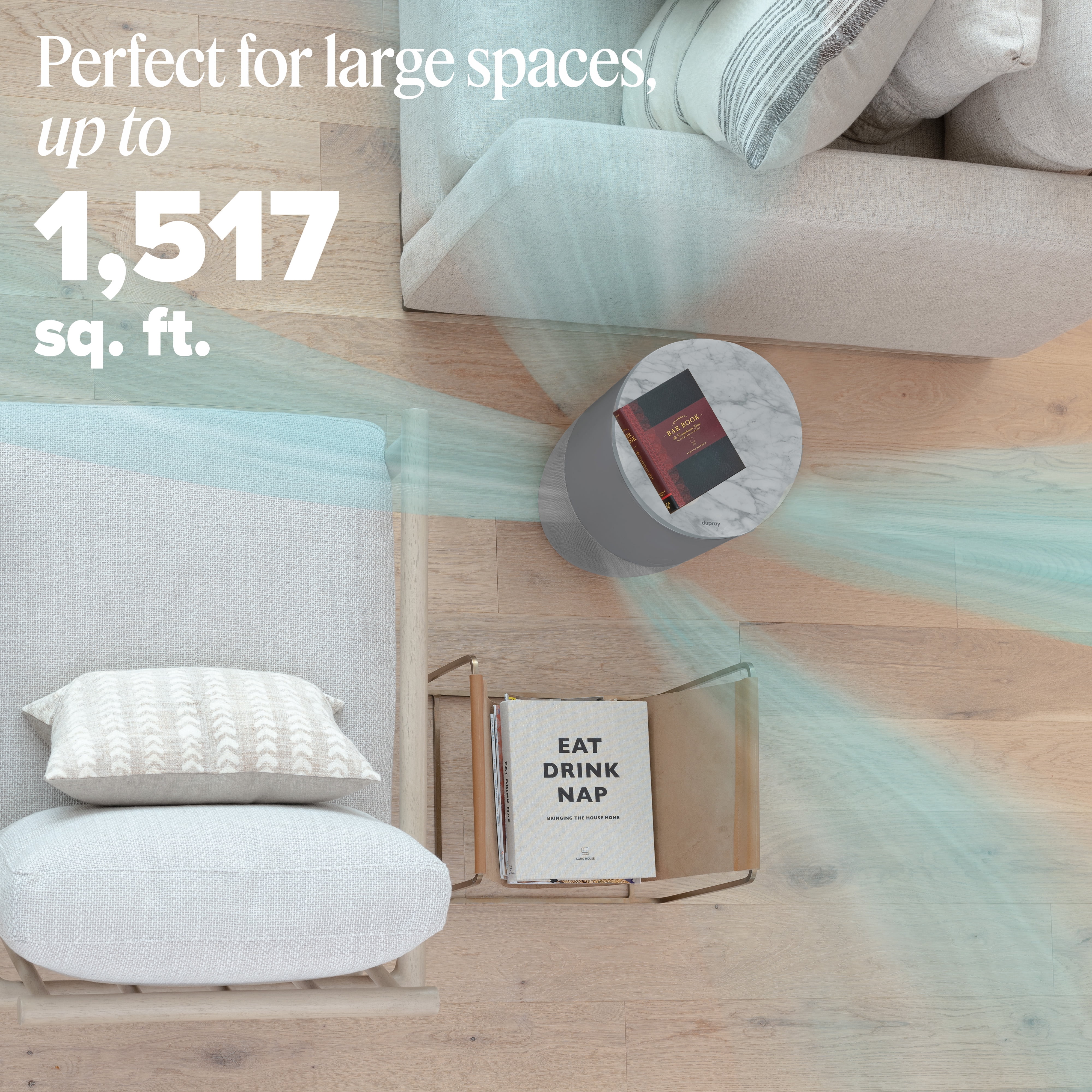 Dupray Bloom Smart Air Purifier for Large Rooms, HEPA-13 Filtration with AutoDetect Technology (Gray, 1517 sq ft) 5km0c