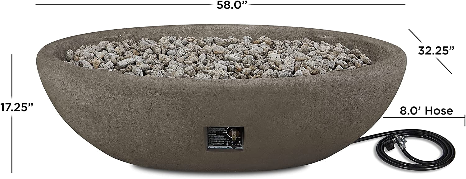 Real Flame Riverside 58 in Oval Concrete Propane Fire Pit (Glacier Gray, 58 in) atob0