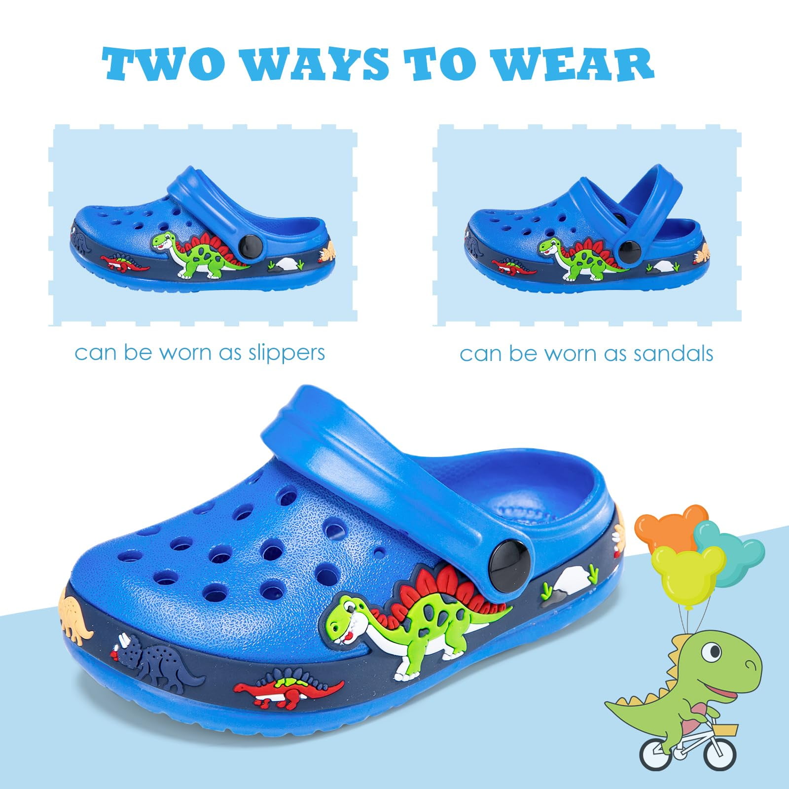 Drecage Toddler Cartoon Clogs Lightweight Garden Sandals (Blue, 6 US Toddler) std4z