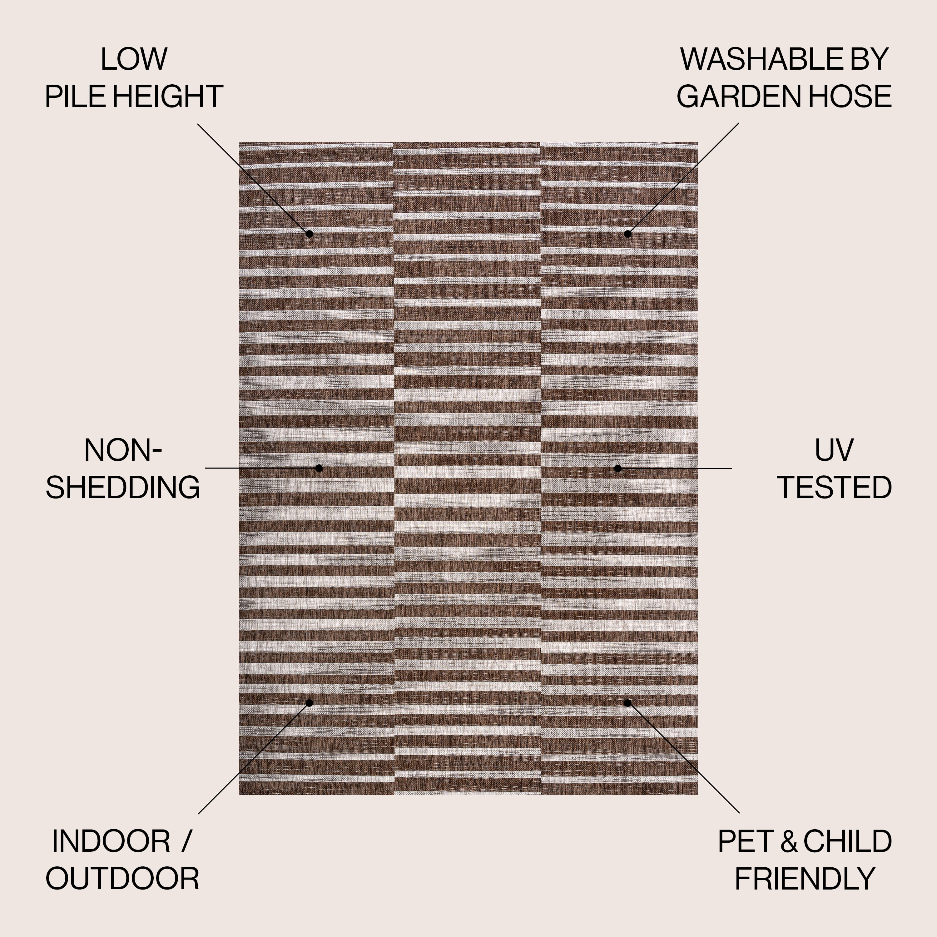 JONATHAN Y Santa Monica Area Rug, Mid-Century Modern Tribal Stripe Pattern (Brown/Beige, 3 ft x 5 ft) y1bg2