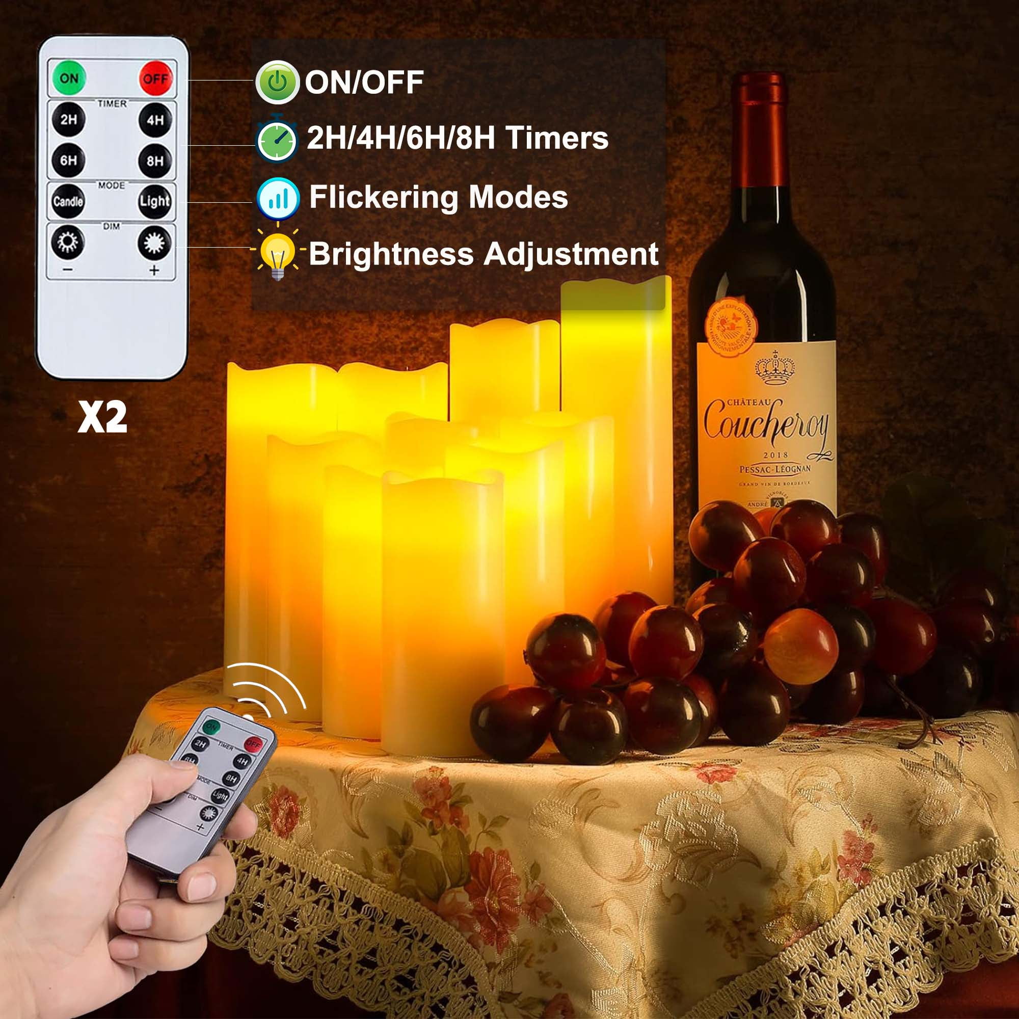 Hidawn Flameless LED Pillar Candles with Remote Control (Ivory, 9 Pack) d4shi