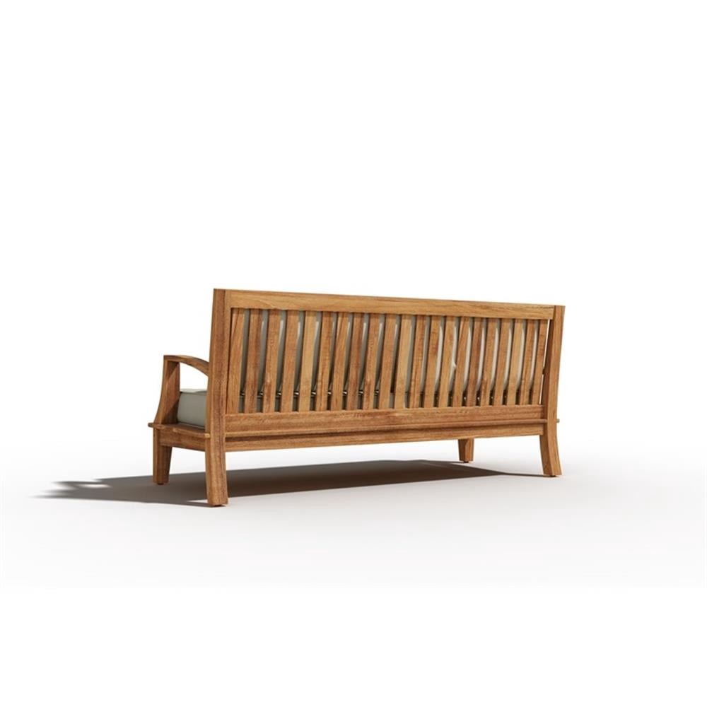 Pemberly Row Traditional Teak Deep Seating Outdoor Sofa with Cushions (Beige, 65.5 in W x 27 in D) yxudd