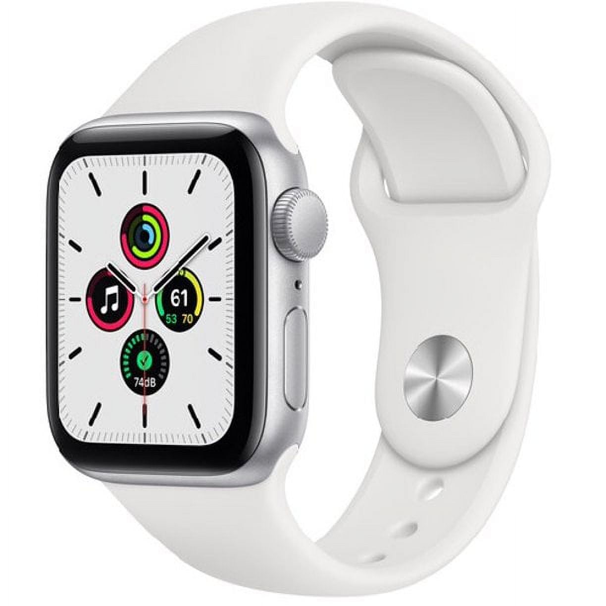 Apple Watch SE GPS Smartwatch (Silver Aluminum Case, White Sport Band, 40mm) m6e1o