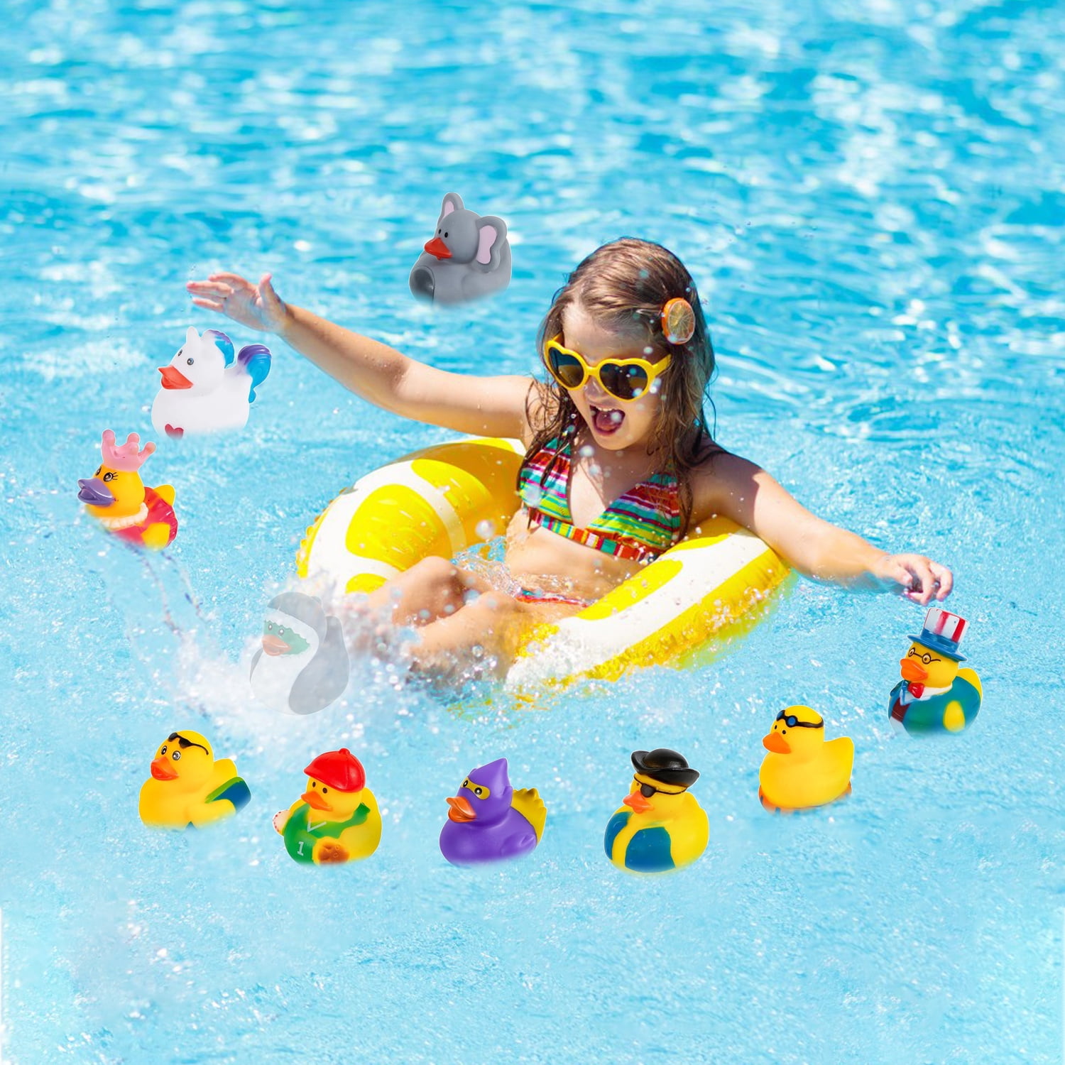 Rirool Assorted Rubber Ducks for Kids Bath Toys, Floating Mini Duckies for Party Favors (Multicolor, 20 Pack) w8gg3