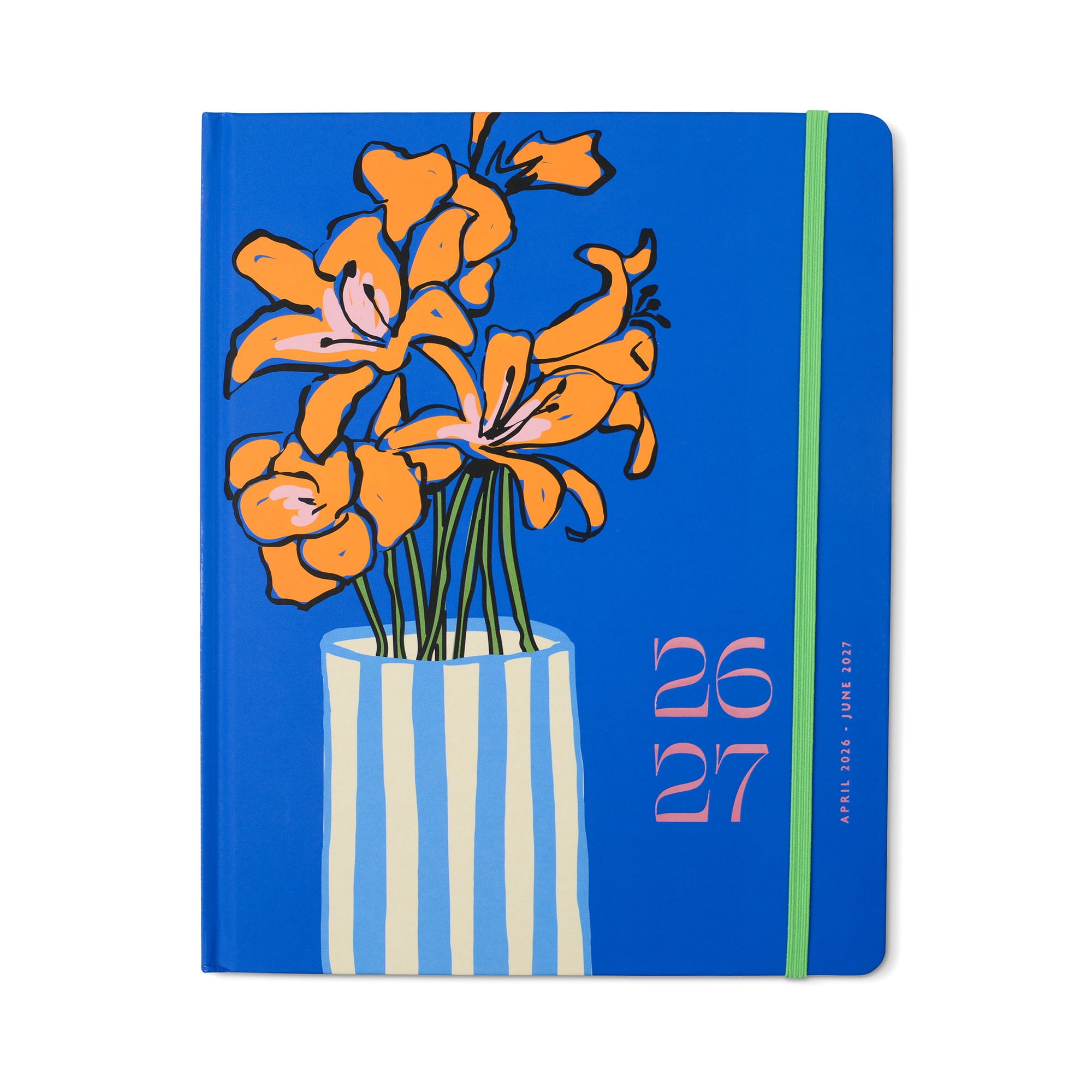 ThinkInk 15-Month Planner Weekly & Monthly Organizer Blue Flower Vase Design (8 in x 10 in) kg3qq