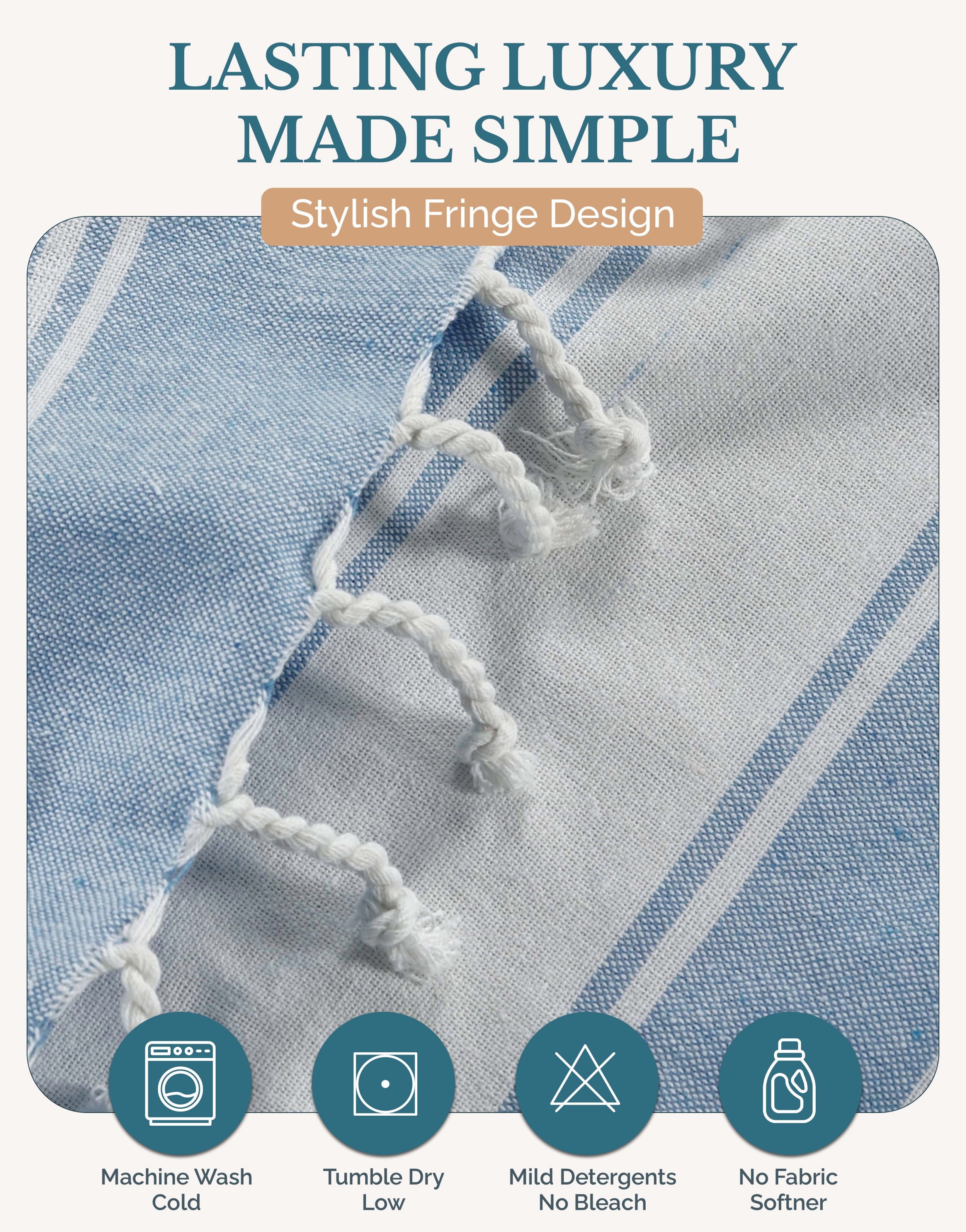 Casa Platino Beach Towels, Lightweight Sand-Free Quick-Dry Cotton Pool Towels (Sky Blue, 39 in x 71 in, 2 Pack) pso1u
