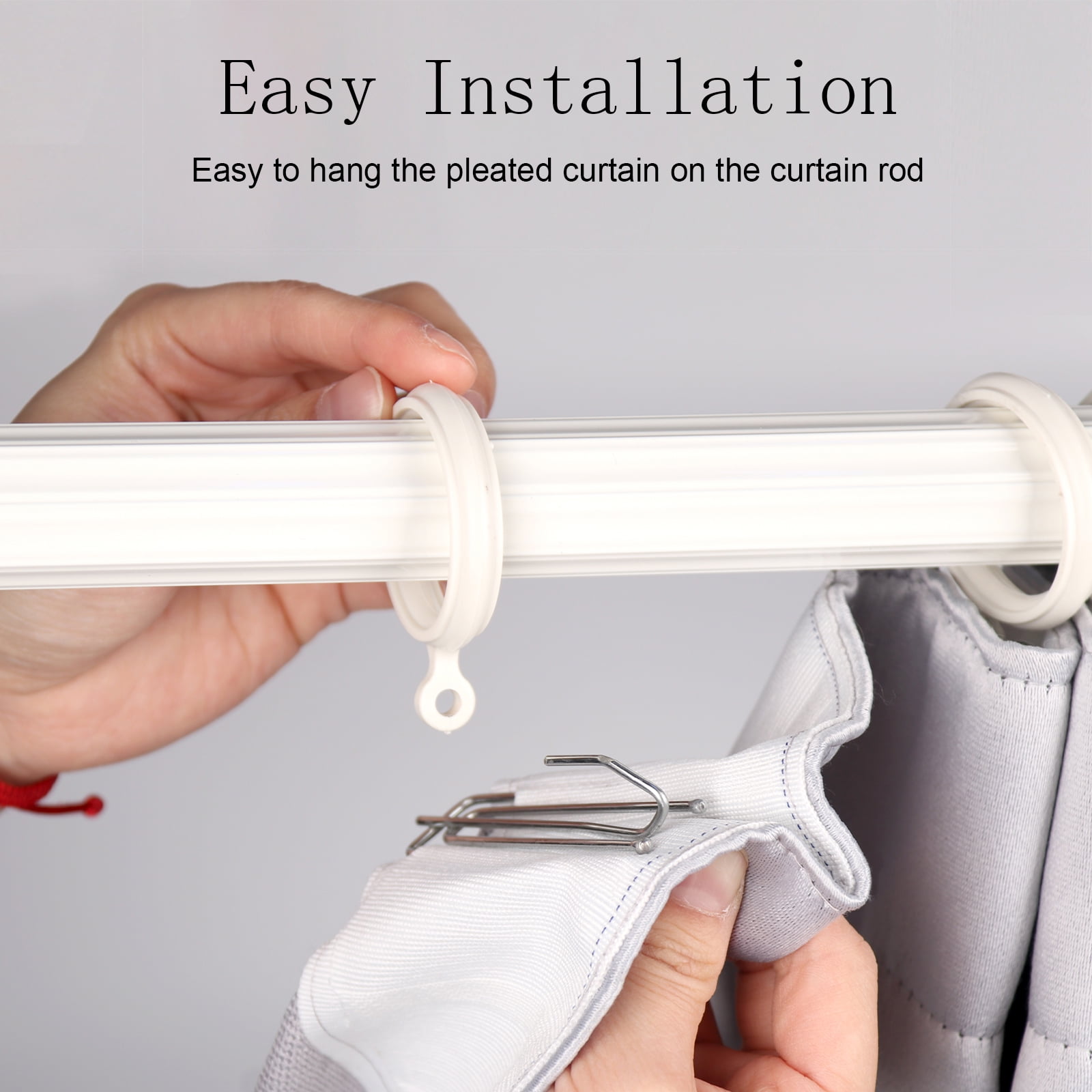 Mecozone Curtain Pleat Tape and 4-Prong Hook Set for DIY Pinch Pleat Drapes (White, 32.8 ft) 1gdf3